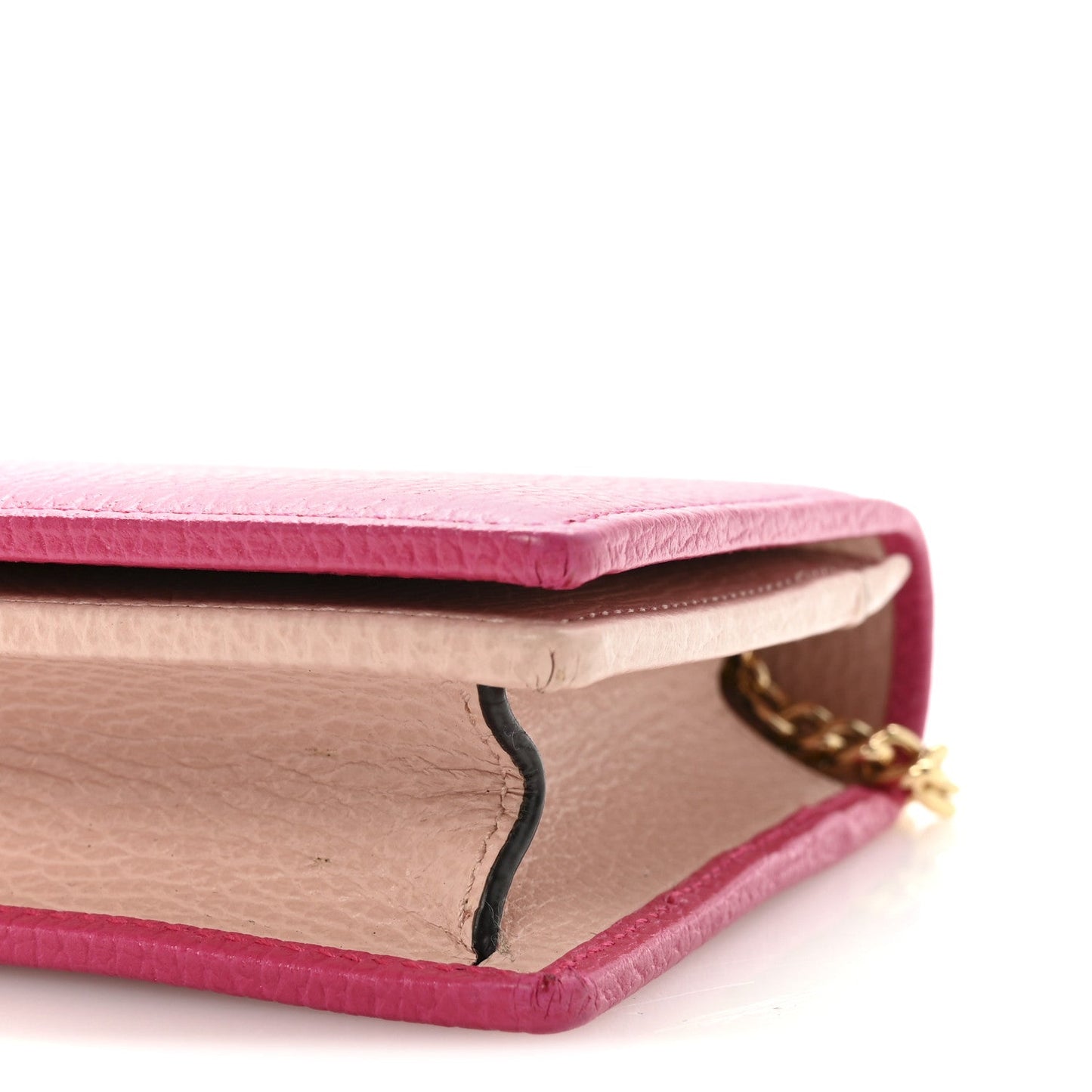 Dollar Calfskin Mini GG Marmont Chain Wallet Box Pink