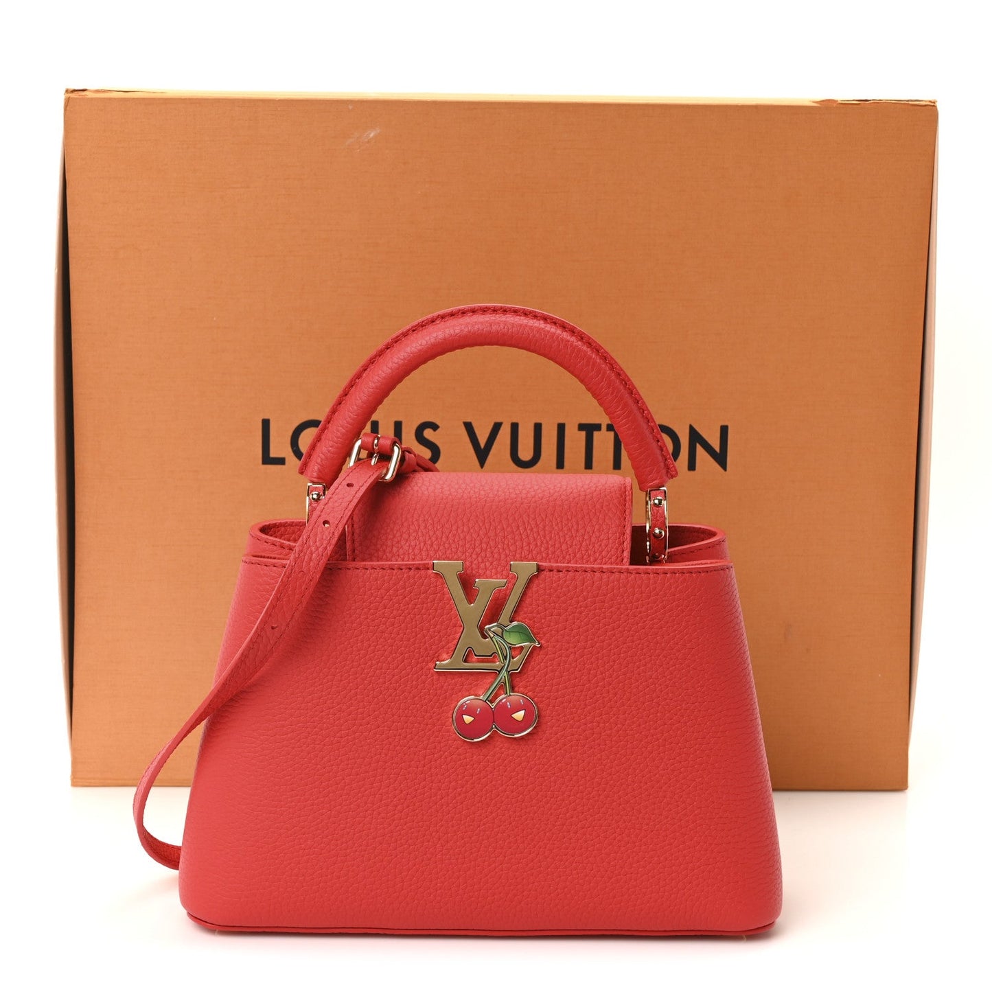 LV X TM Taurillon Cerises Capucines BB Rouge