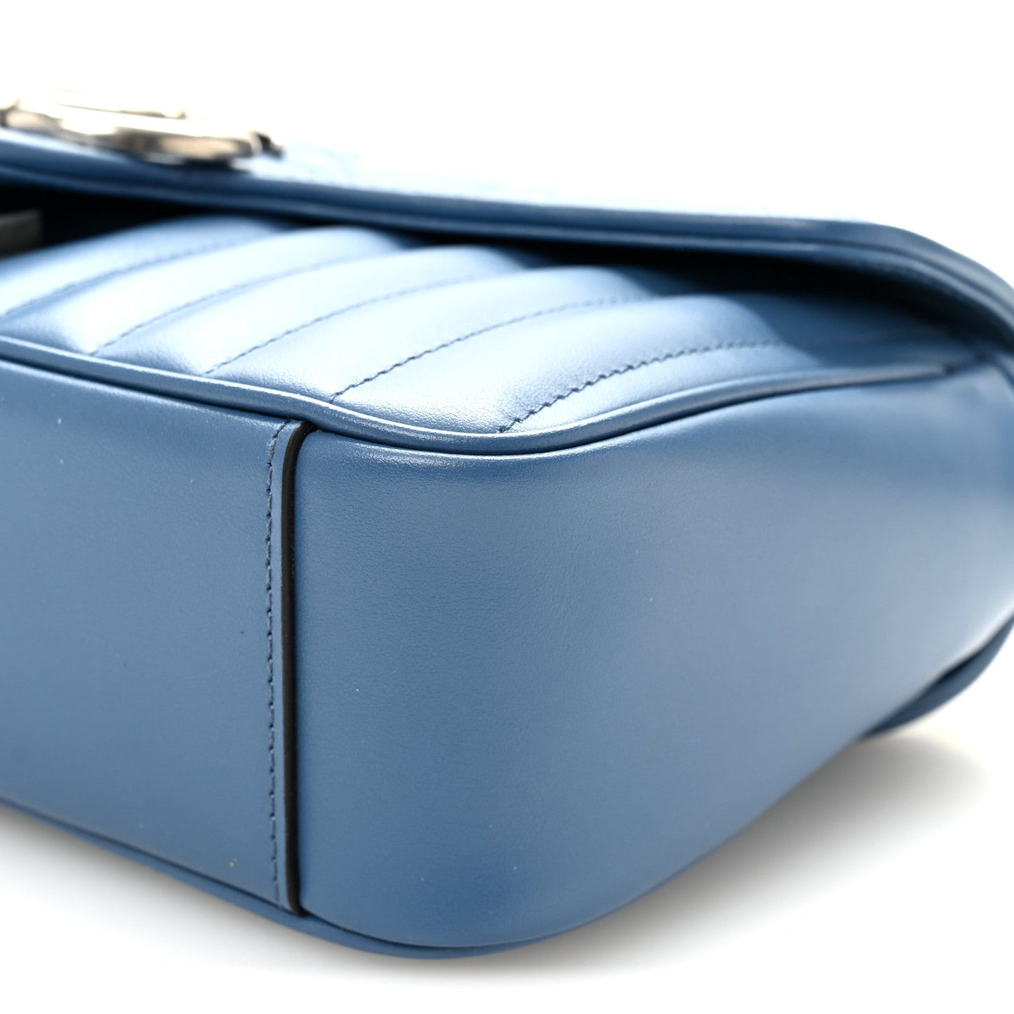 Calfskin Matelasse Aria Small GG Marmont Shoulder Bag Clear Blue