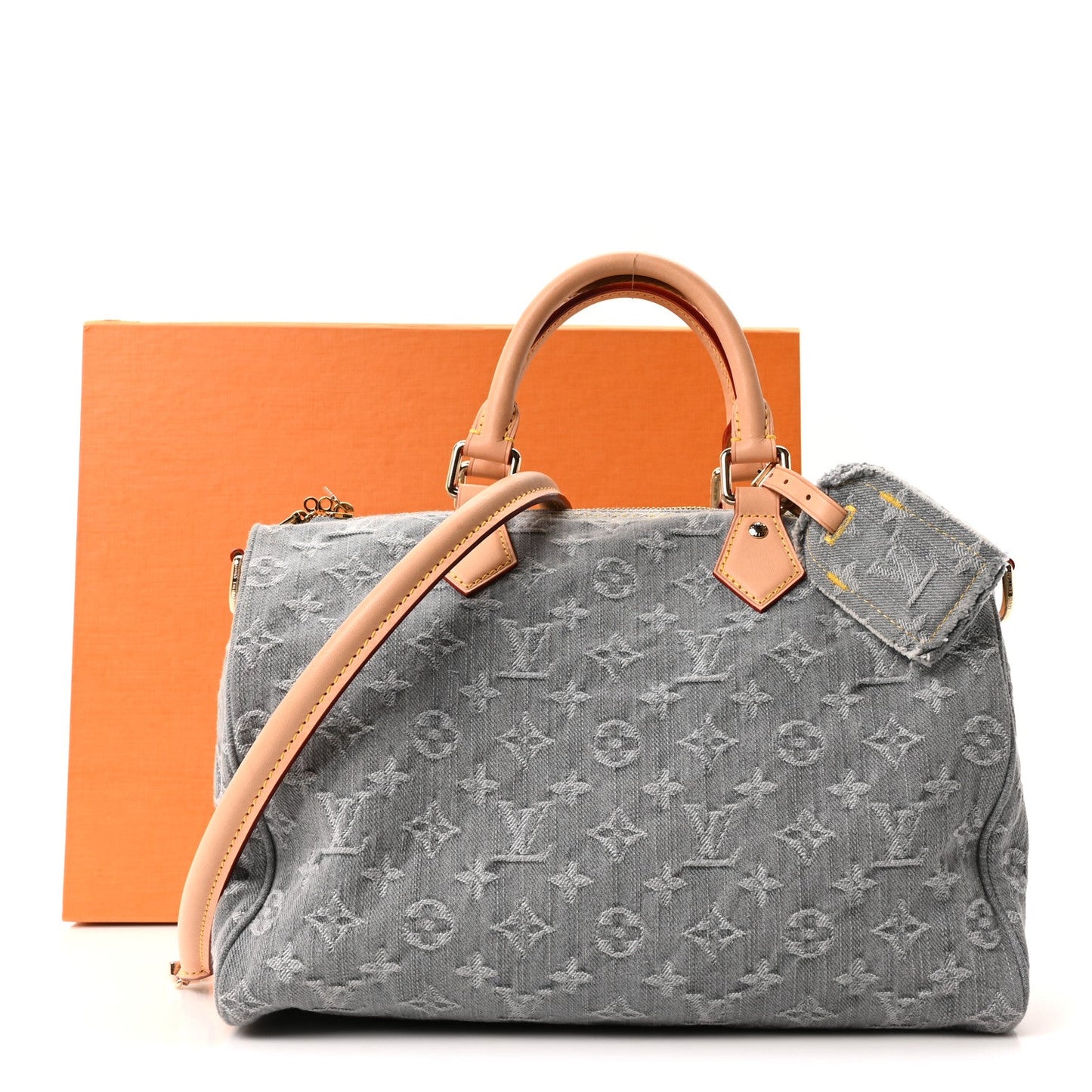 Monogram Denim Speedy Soft 30 Washed Gray