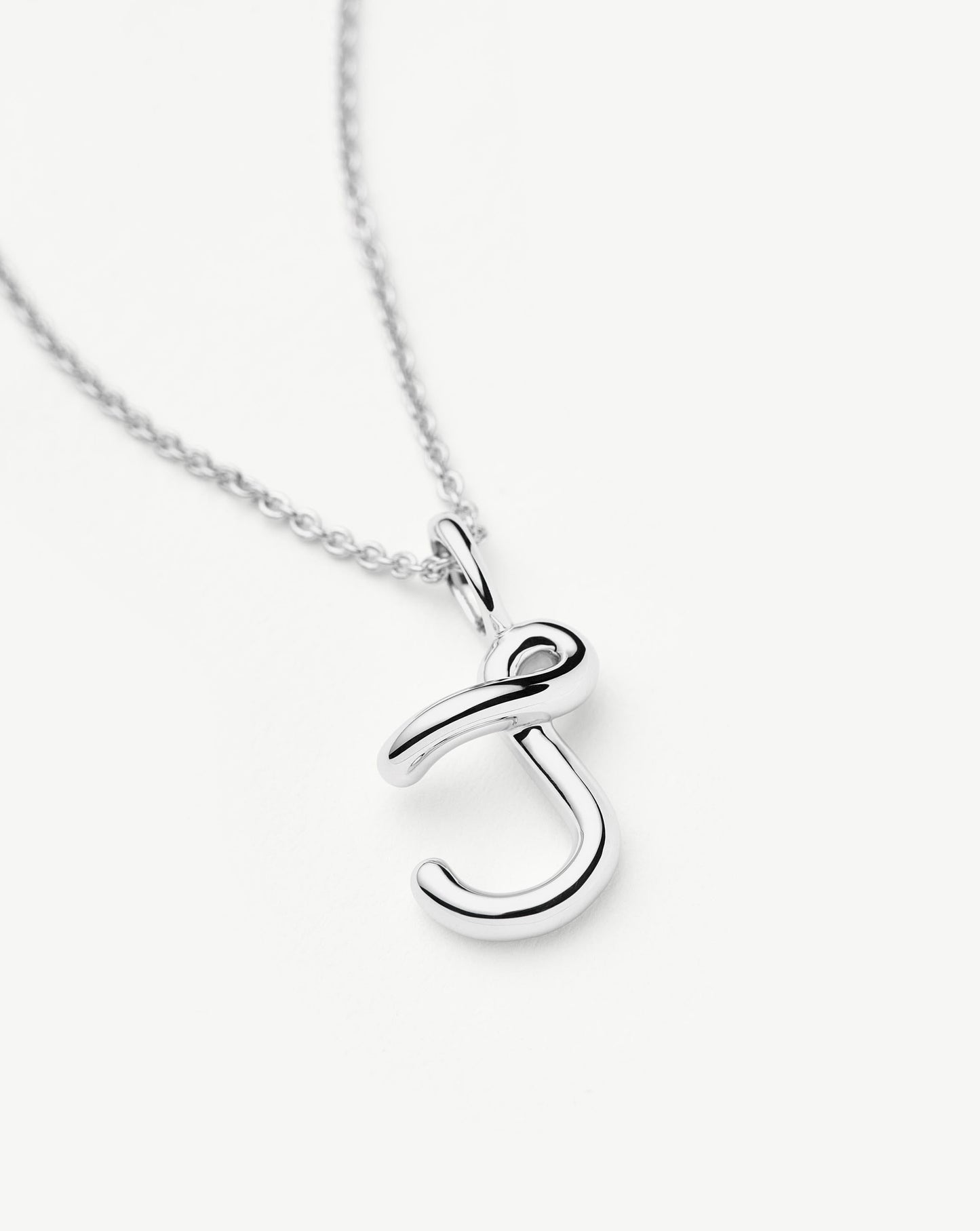Curly Molten Mini Initial Necklace - J | Sterling Silver