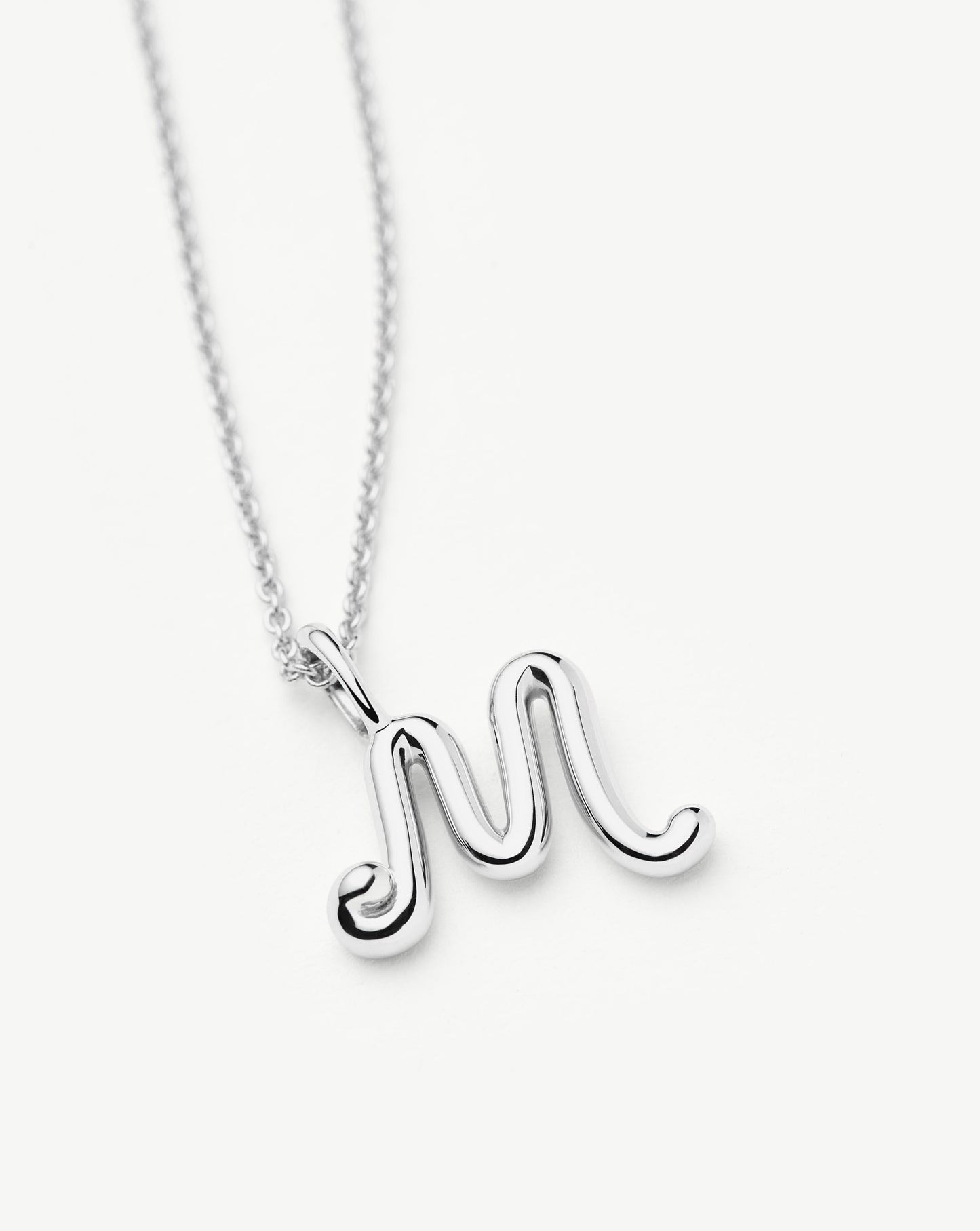 Curly Molten Mini Initial Necklace - M | Sterling Silver