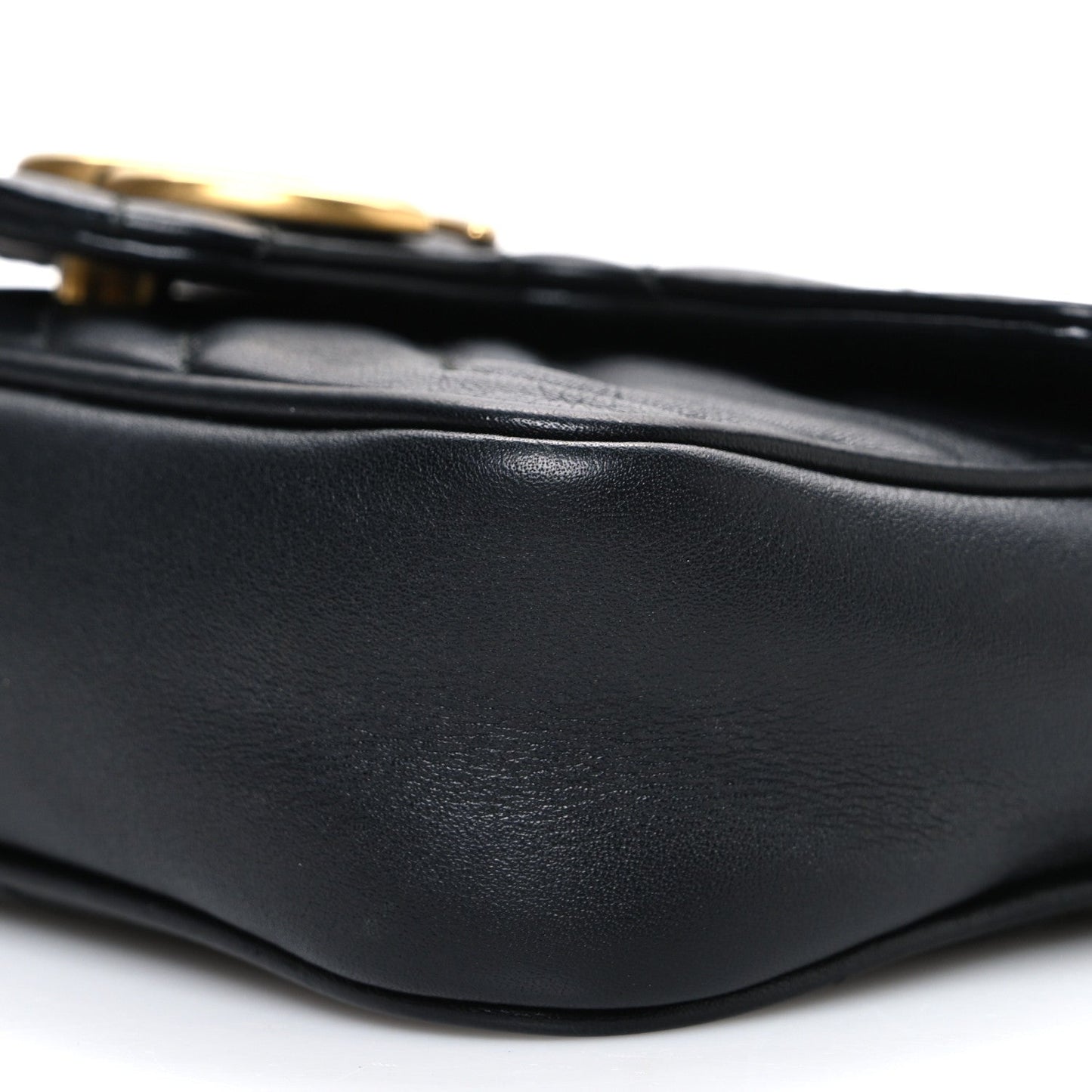 Calfskin Matelasse Super Mini GG Marmont Shoulder Bag Black
