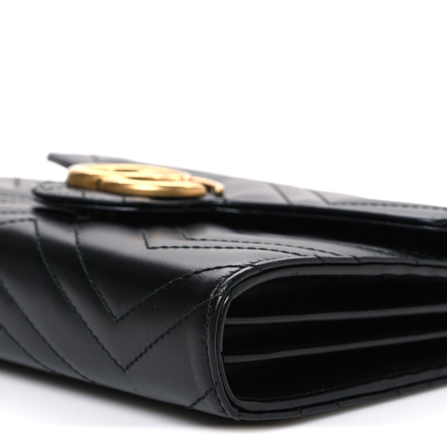Calfskin Matelasse GG Marmont Chain Wallet Black