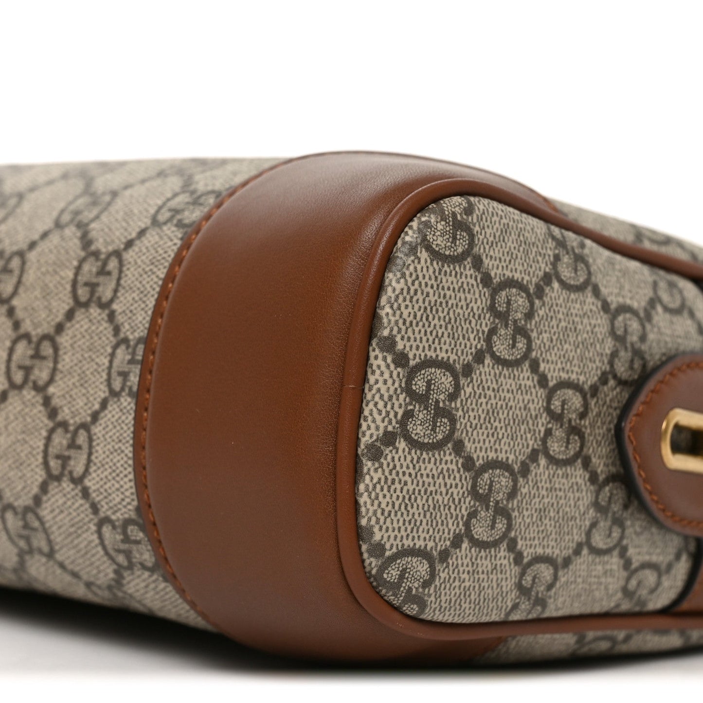 GG Supreme Monogram Textured Calfskin Emblem Small Crossbody Beige Ebony Old Sundial