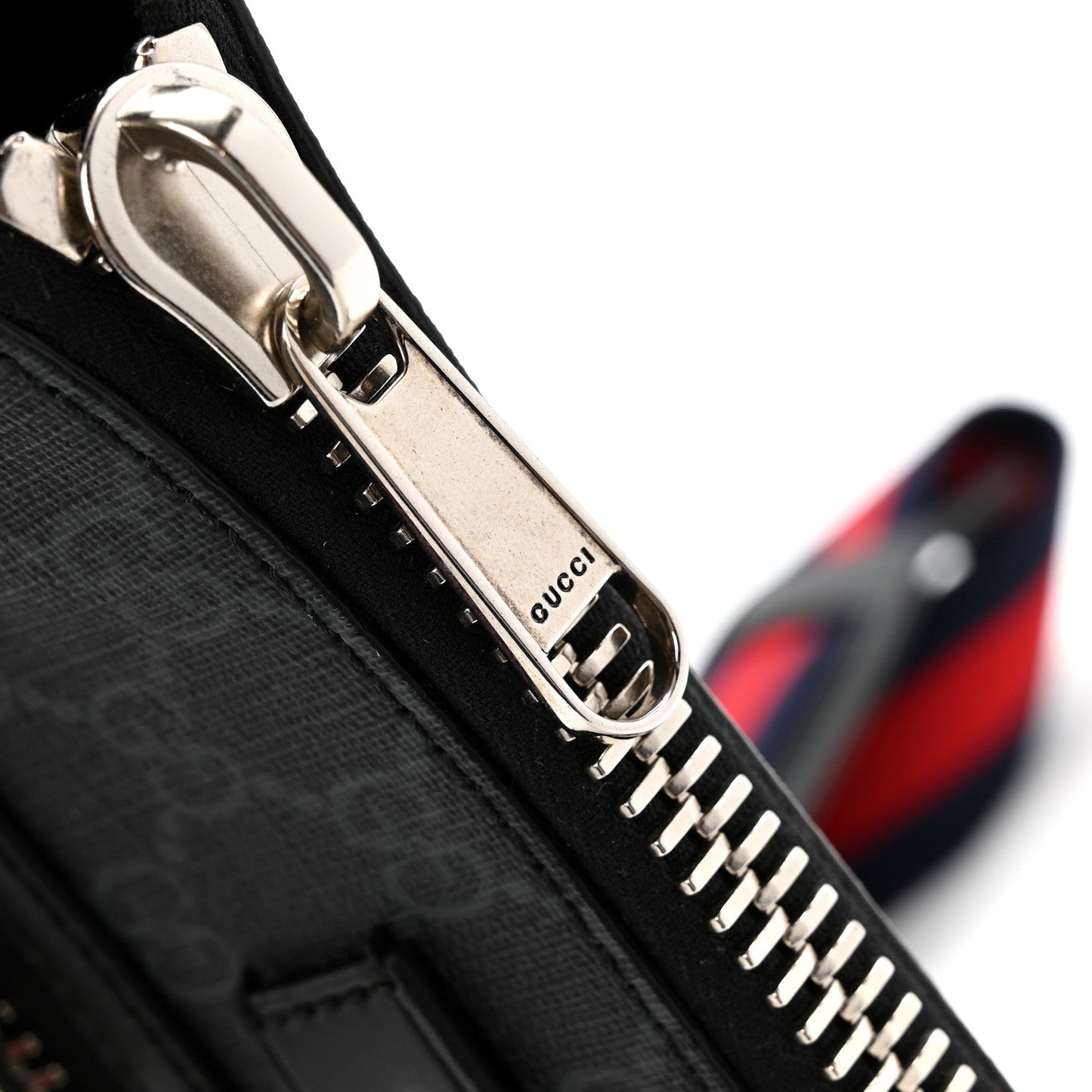 GG Supreme Monogram Web Small Flat Messenger Bag Black Grey