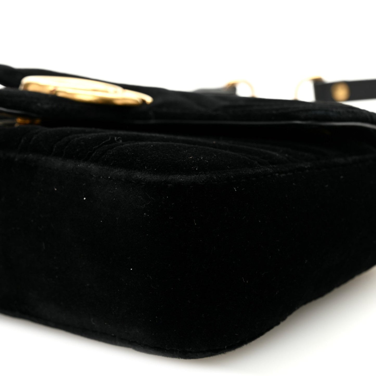 Velvet Matelasse Mini GG Marmont Shoulder Bag Black