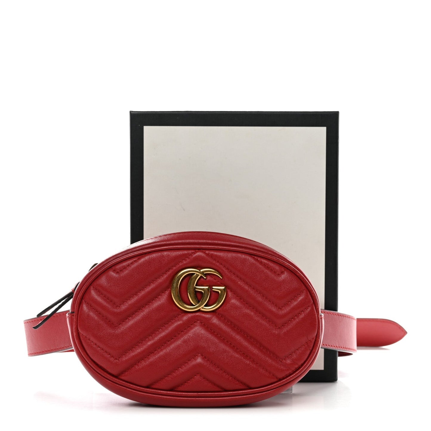 Calfskin Matelasse GG Marmont Belt Bag 85 34 Hibiscus Red