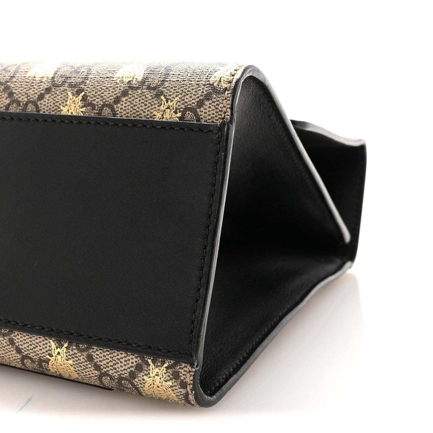 GG Supreme Monogram Bees Medium Padlock Shoulder Bag Beige Oro Black