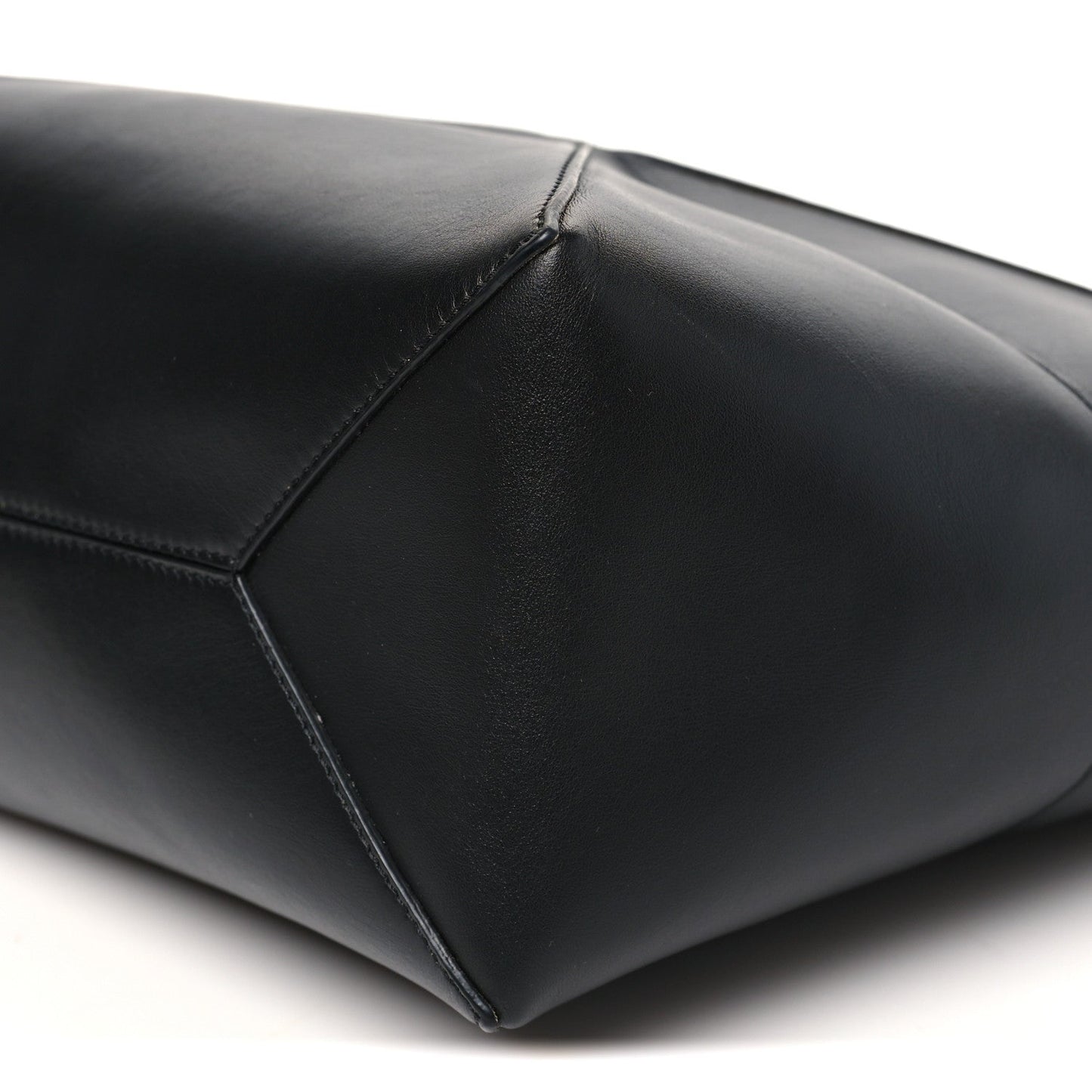 Shiny Calfskin Medium Puzzle Fold Tote Black