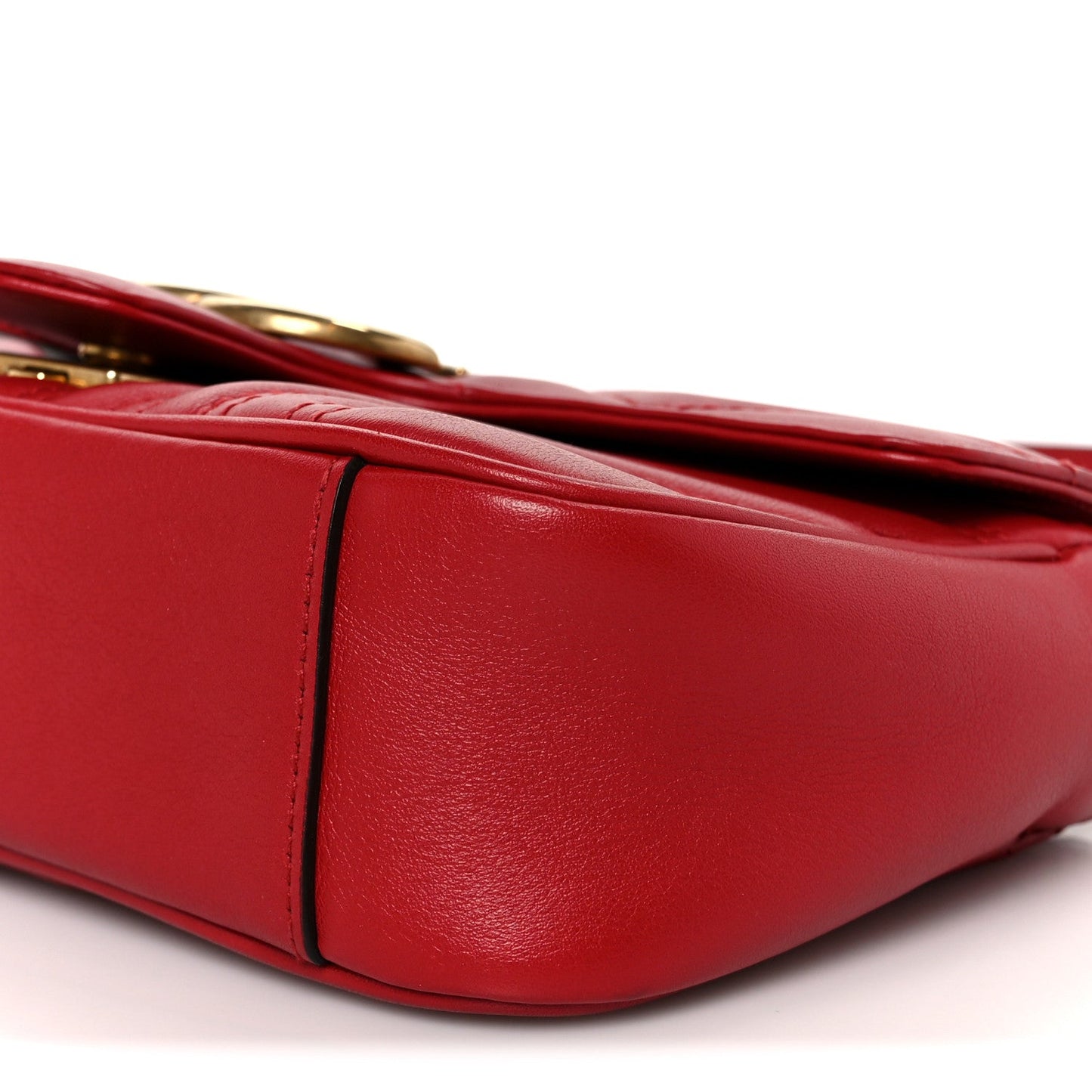 Calfskin Matelasse Mini GG Marmont Shoulder Bag Hibiscus Red
