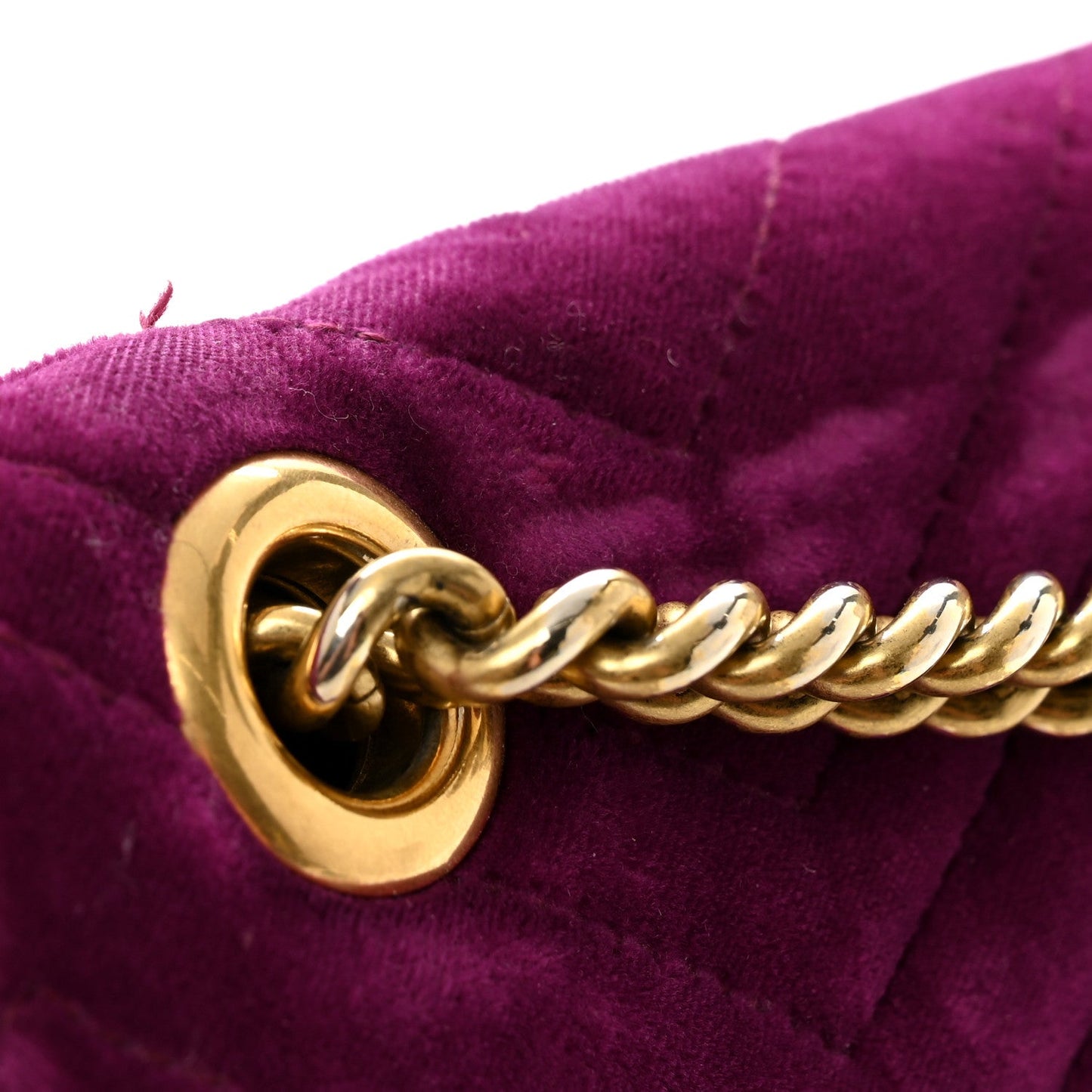 Velvet Matelasse Small GG Marmont Shoulder Bag Fuchsia Violet Cyclamen