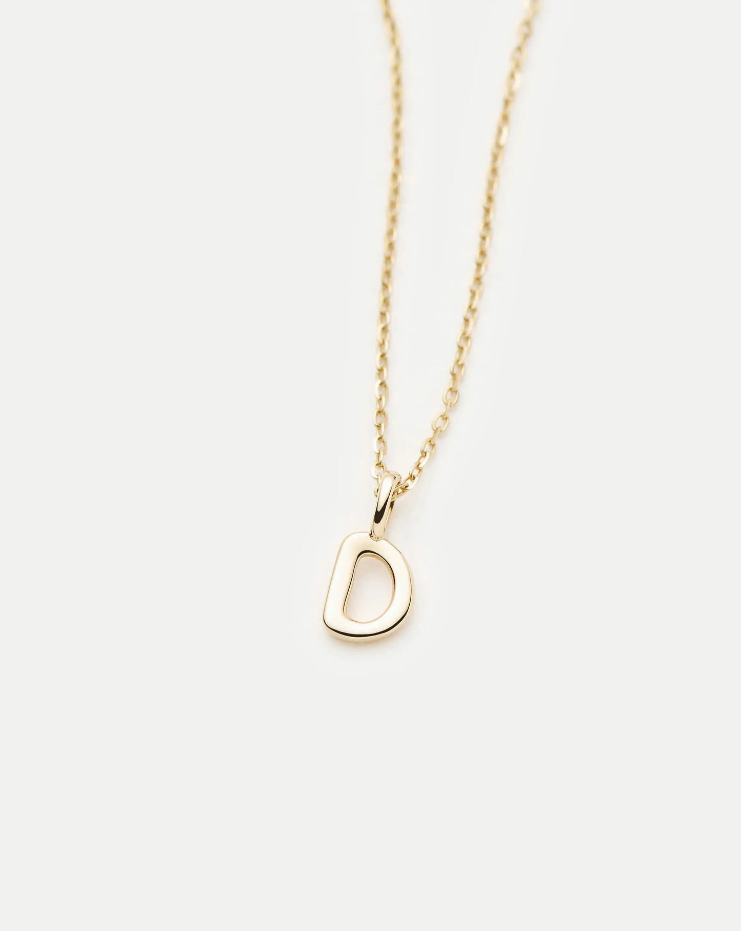 Solid Gold Initial Mini Pendant Necklace - D | 14k Solid Gold