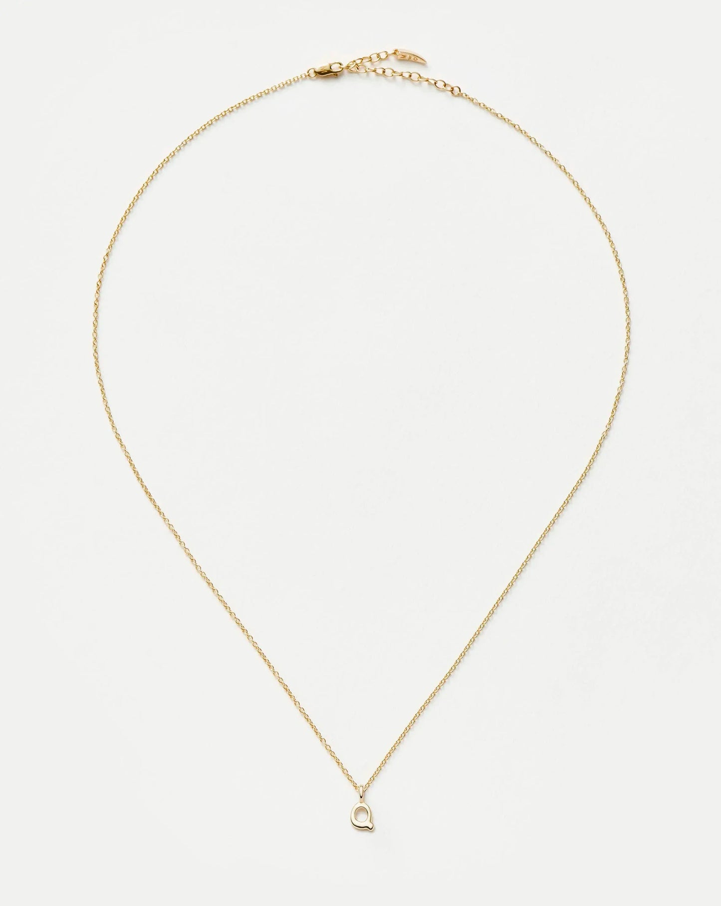 Solid Gold Initial Mini Pendant Necklace - Q | 14k Solid Gold