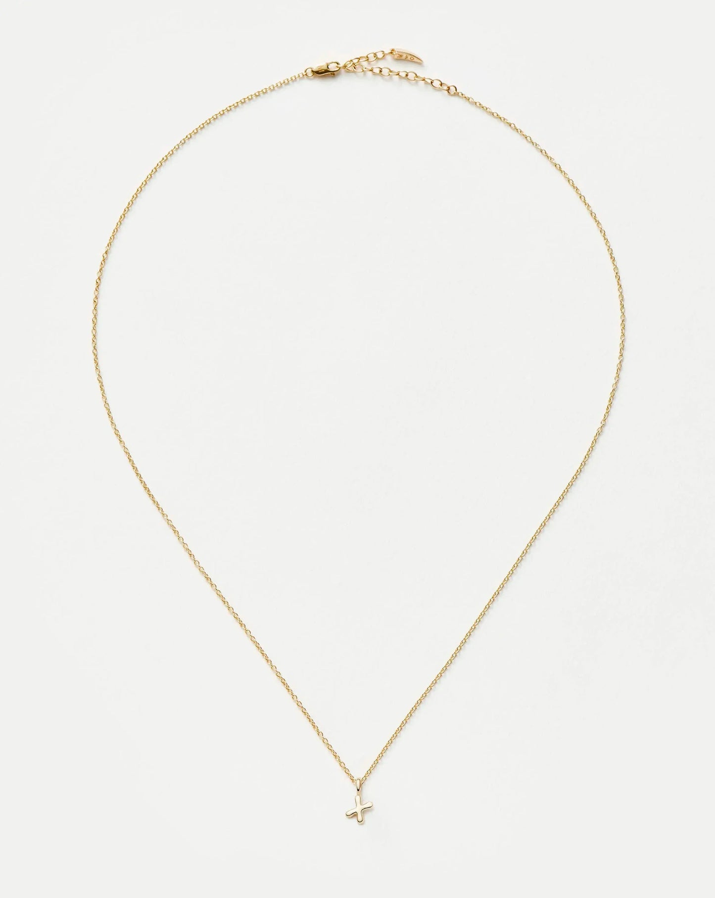 Solid Gold Initial Mini Pendant Necklace - X | 14k Solid Gold