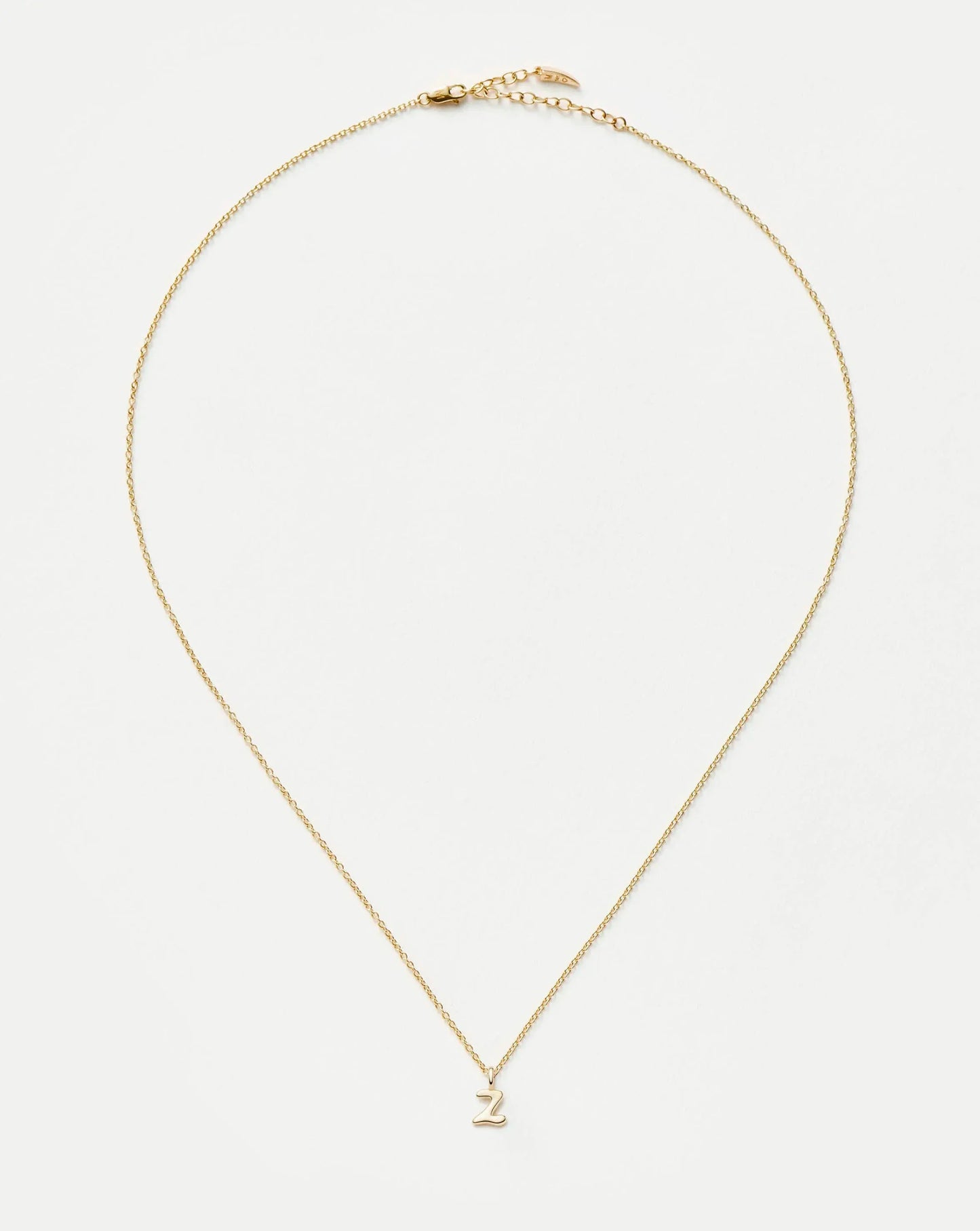 Solid Gold Initial Mini Pendant Necklace - Z | 14k Solid Gold
