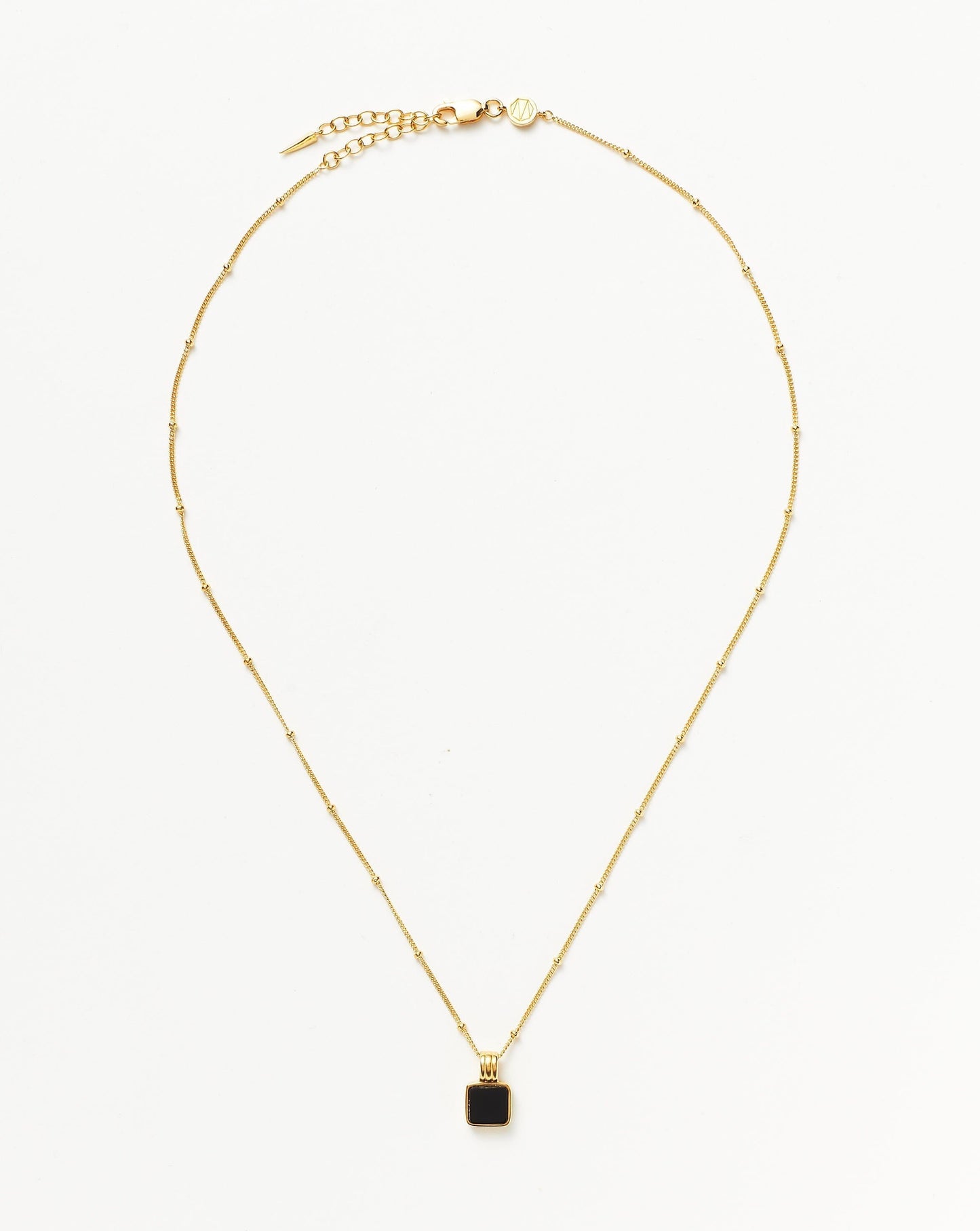 Lucy Williams Square Onyx Necklace | 18k Gold Vermeil/Black Onyx