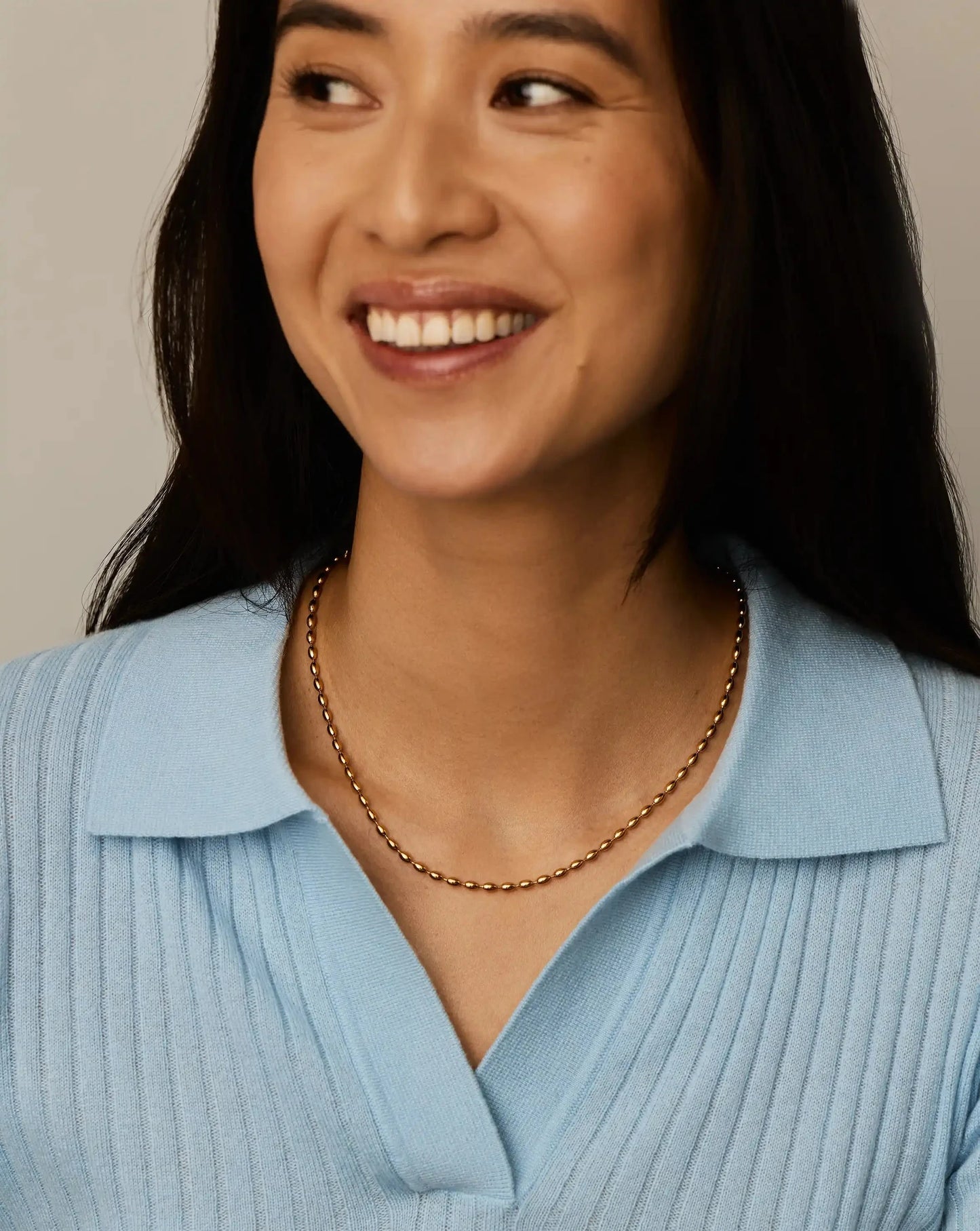 Molten Olive Chain Necklace | 18k Gold Plated