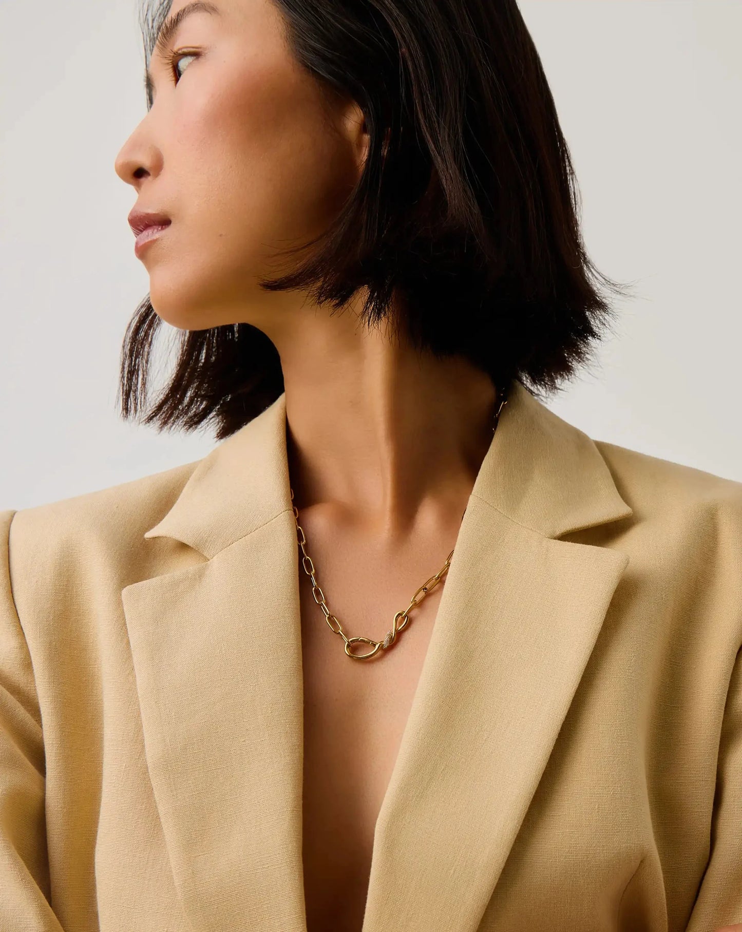 Molten Snow Paperclip Chain Necklace | 18k Gold Plated/Cubic Zirconia
