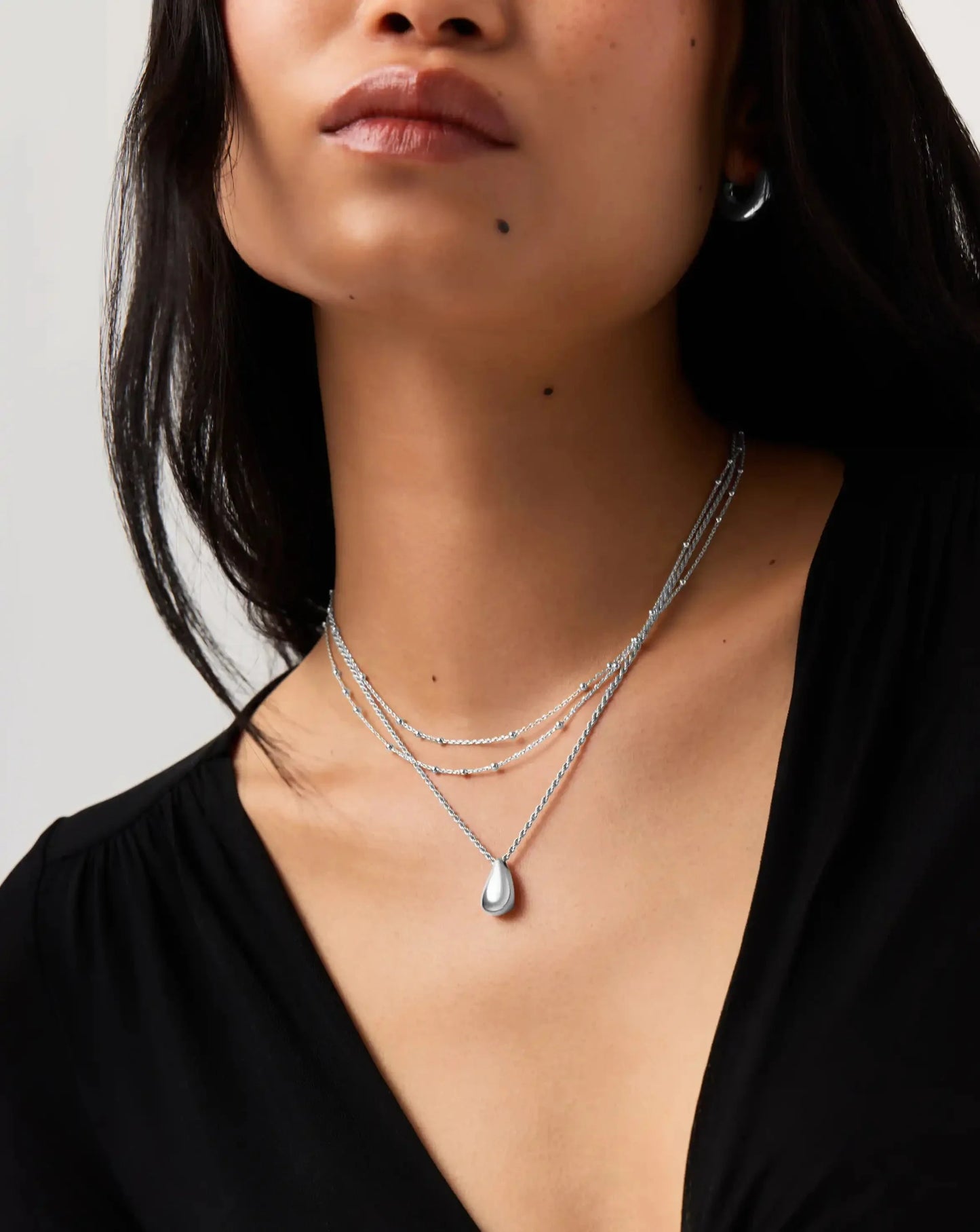Savi Sculptural Droplet Pendant Necklace | Sterling Silver