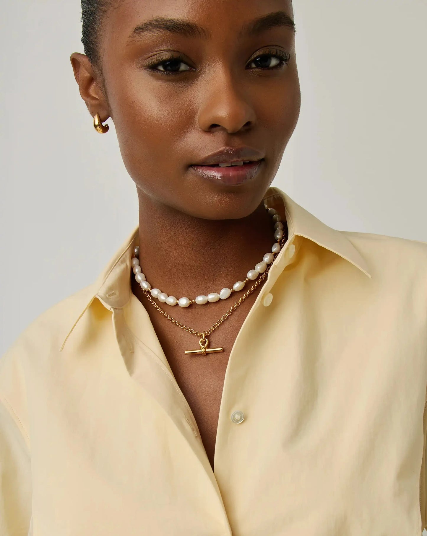 The Andy T-Bar Necklace Set | 18k Gold Plated/Pearl