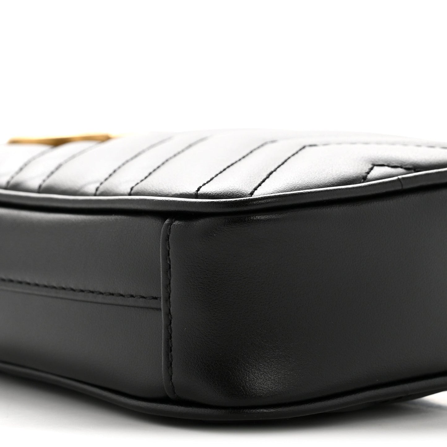 Calfskin Matelasse Mini GG Marmont Crossbody Bag Black