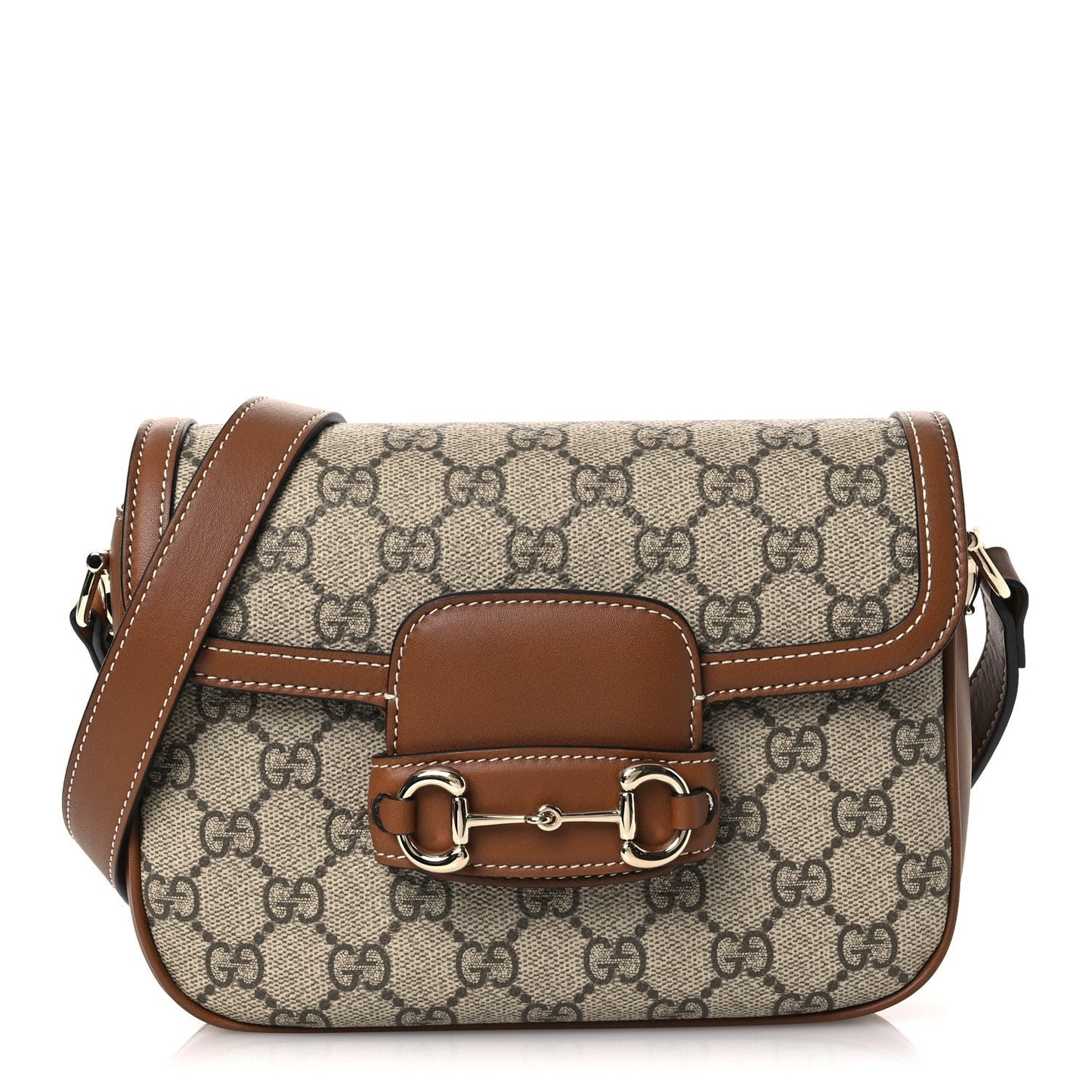 GG Supreme Monogram Duomo Lux Horsebit 1955 Soft Small Shoulder Bag Beige Ebony Sundial