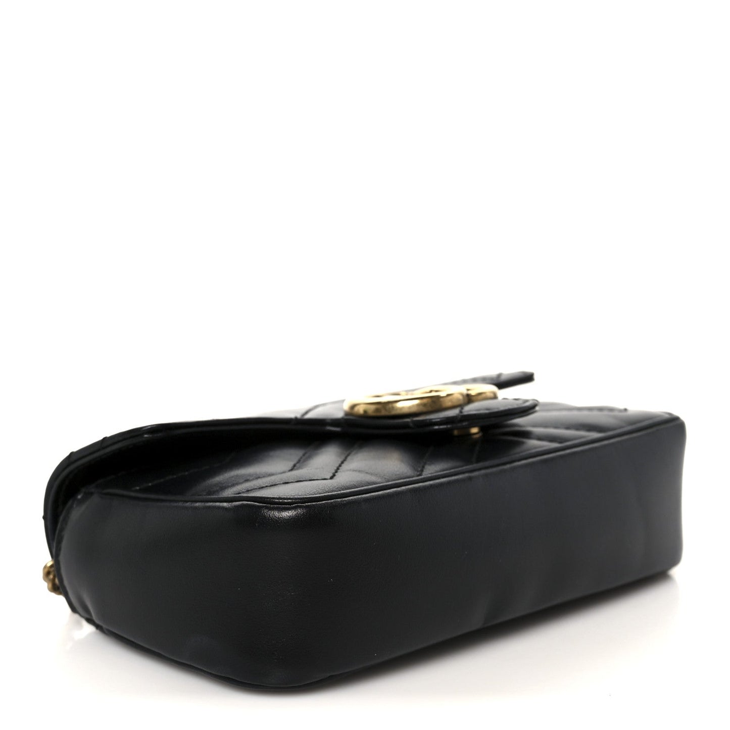 Calfskin Matelasse Super Mini GG Marmont Shoulder Bag Black