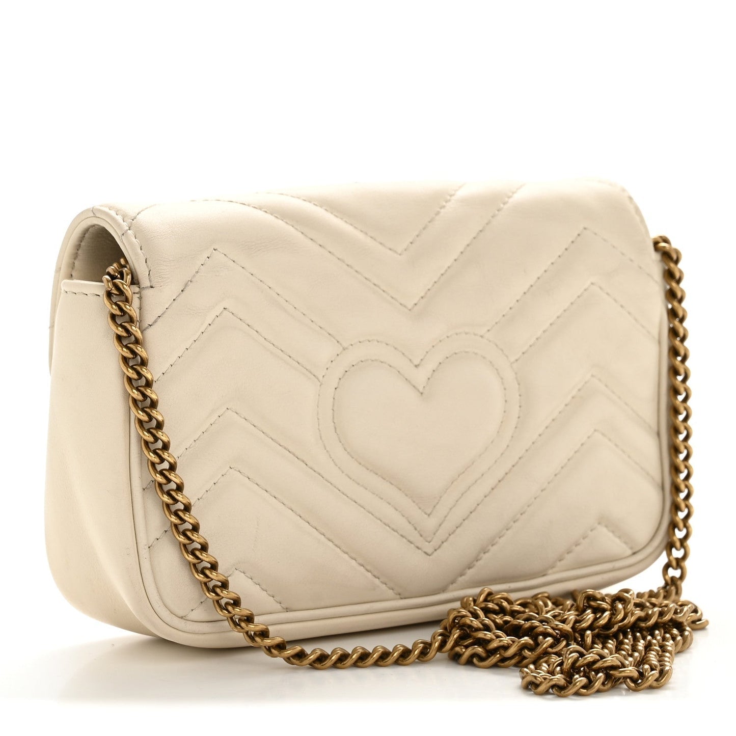 Calfskin Matelasse Super Mini GG Marmont Shoulder Bag White