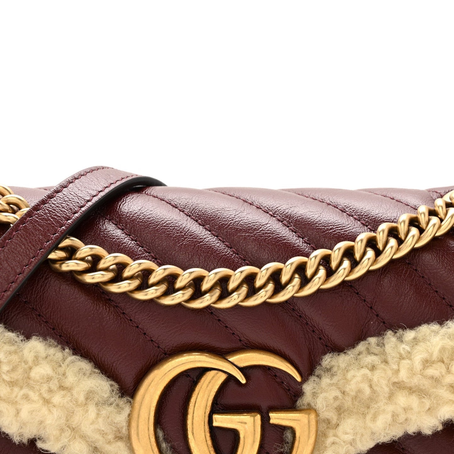 Azalea Calfskin Wool Matelasse Diagonal Small GG Marmont Shoulder Bag Sand Desert