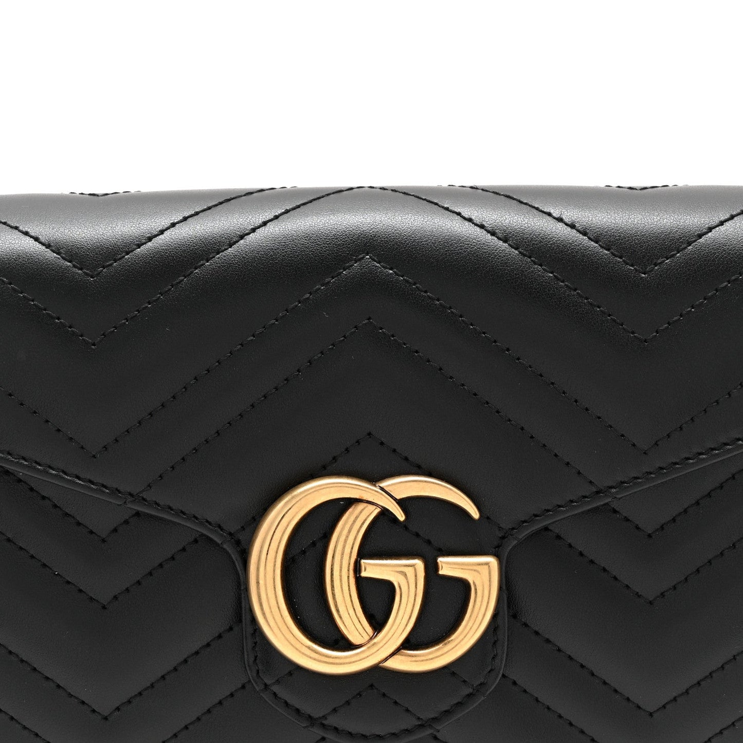 Calfskin Matelasse GG Marmont Chain Wallet Black