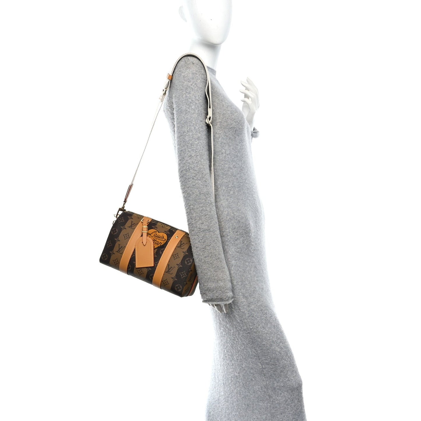 X NIGO Reverse Monogram Stripes City Keepall Bandouliere Brown