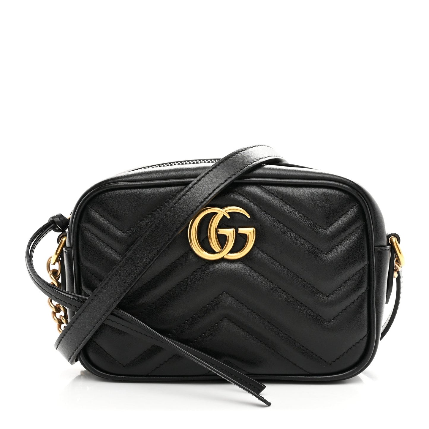 Calfskin Matelasse Mini GG Marmont Chain Shoulder Bag Black