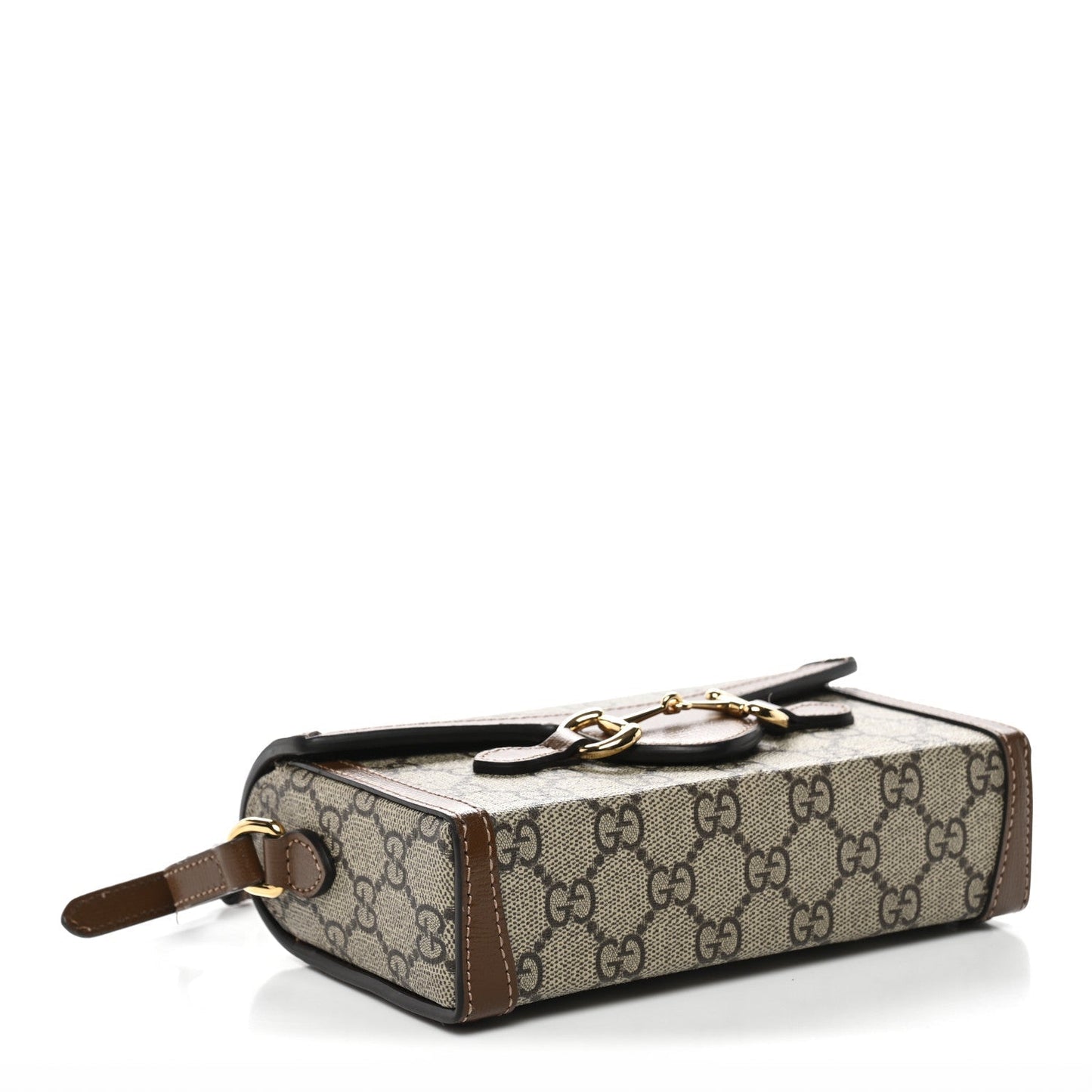 GG Supreme Monogram Mini Horsebit 1955 Shoulder Bag Beige Brown Sugar