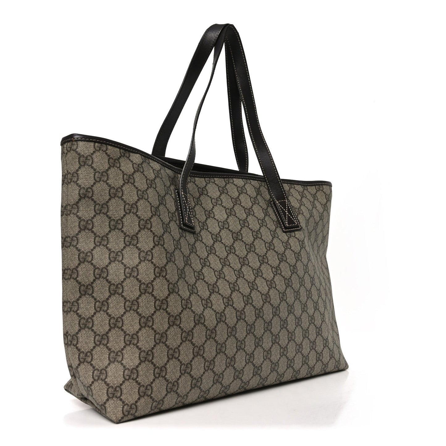 GG Supreme Monogram Medium Zippered Shopping Tote  Dark Brown