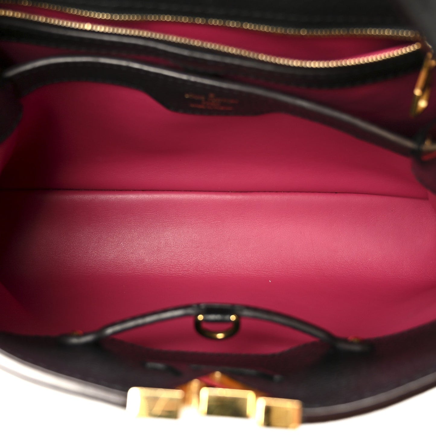 Taurillon Capucines PM Black Fuchsia