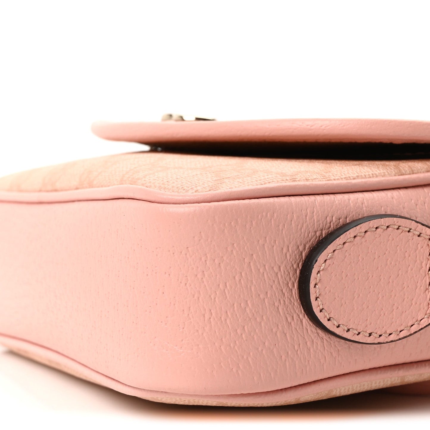 GG Supreme Monogram Textured Dollar Calfskin Mini Ophidia Flap Shoulder Bag Rose Pink