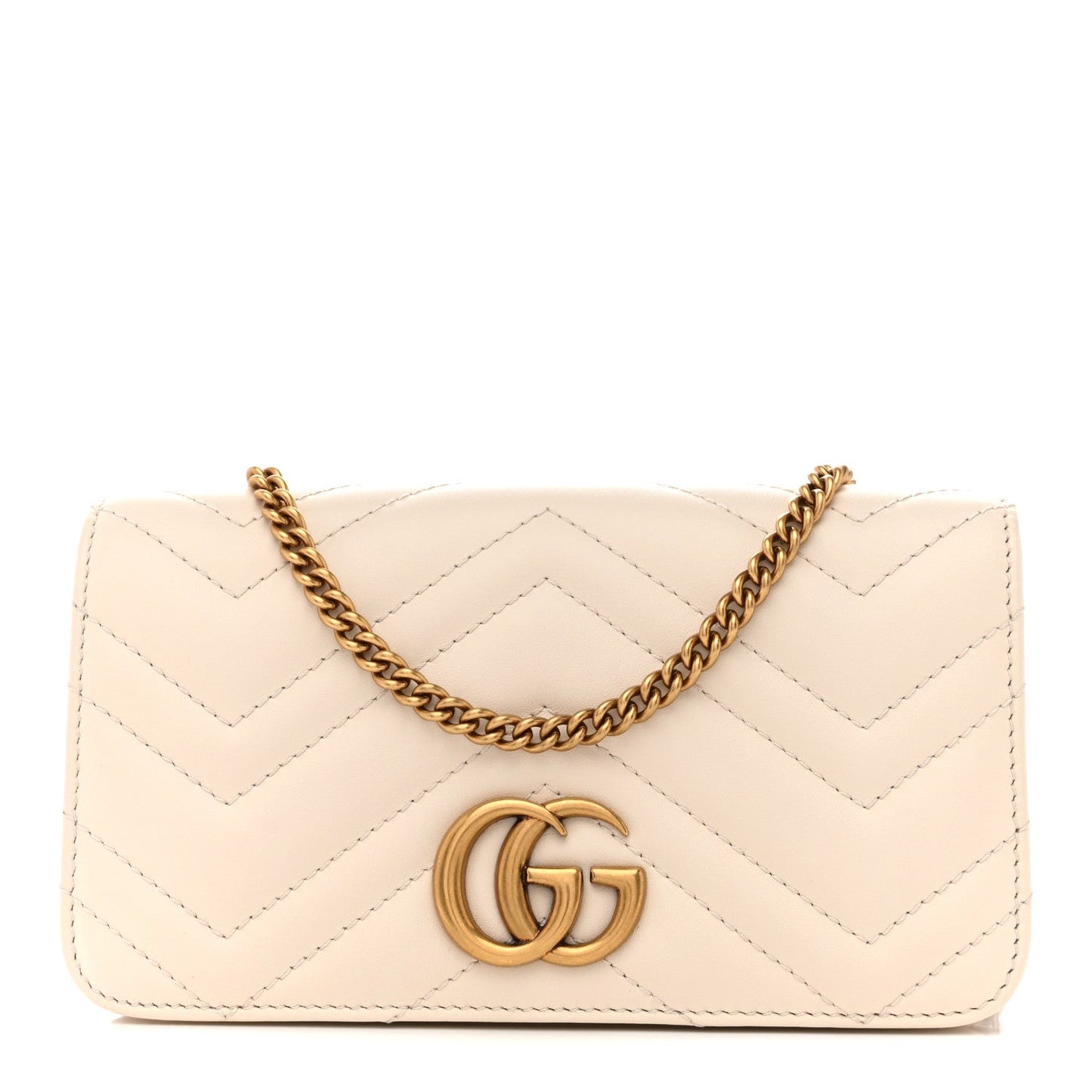 Calfskin Matelasse GG Marmont Mini Bag White