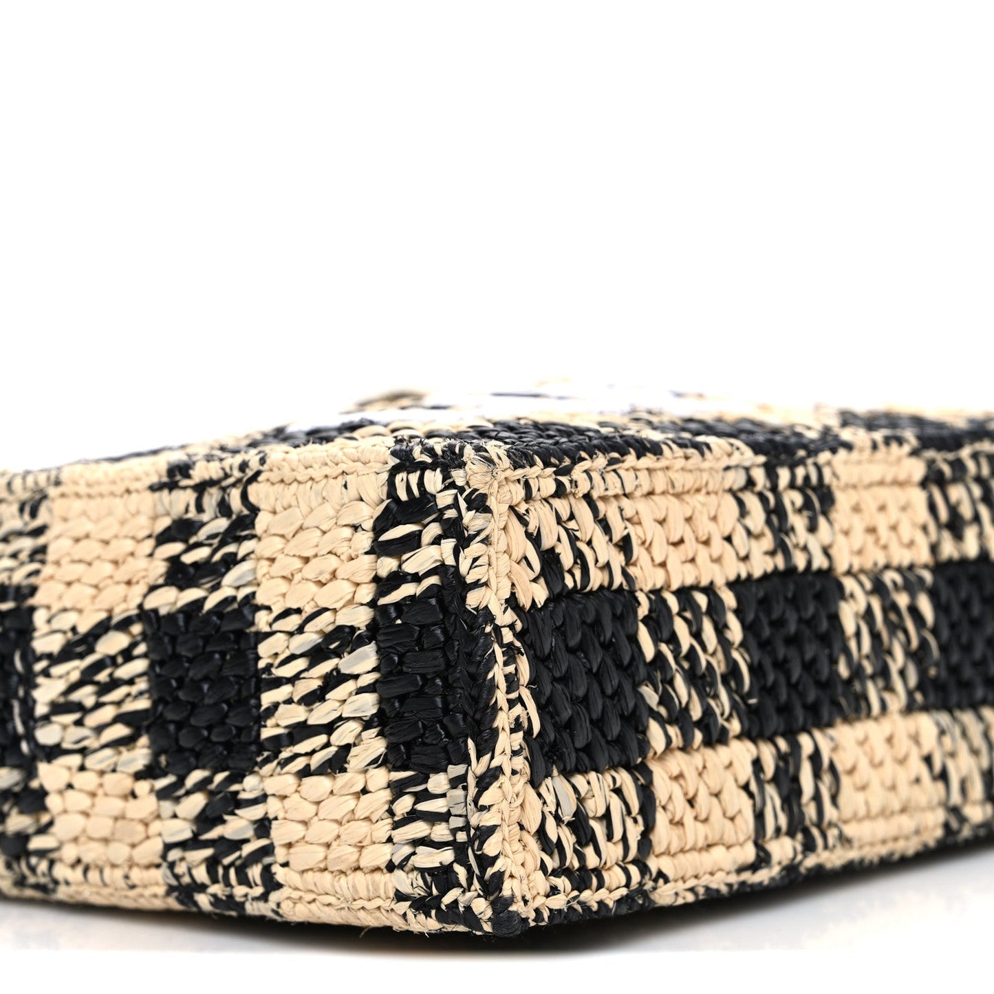 X PAULA'S IBIZA Raffia Mini Font Tote Black Natural