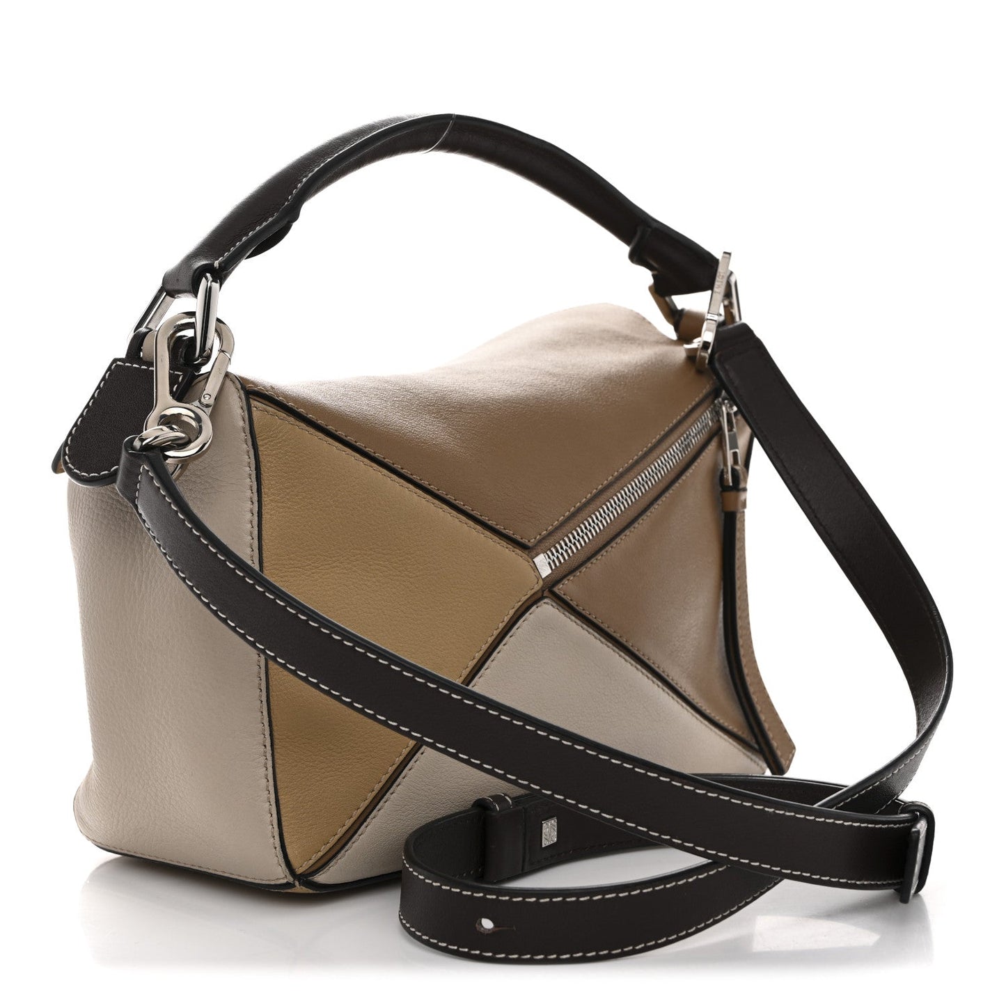 Calfskin Small Puzzle Bag Mocca Multicolor