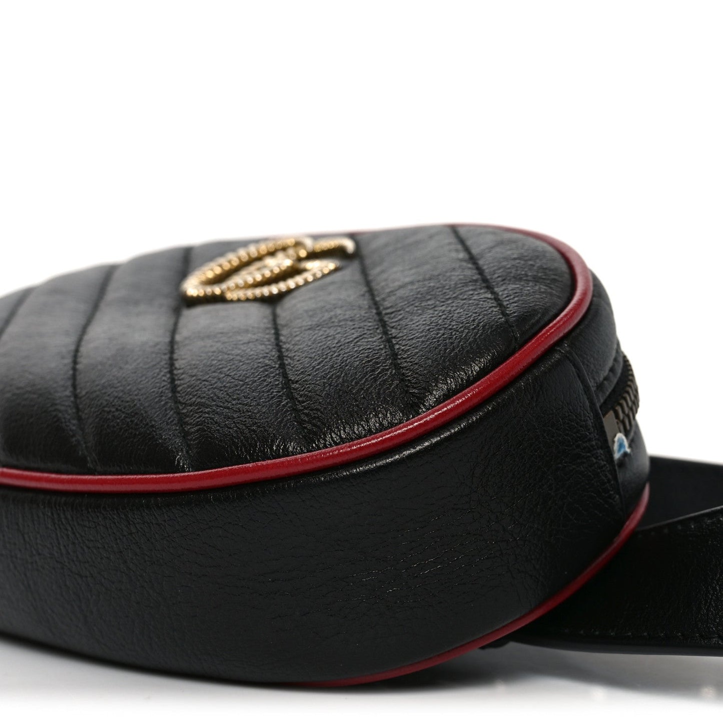 Azalea Calfskin Matelasse Diagonal Torchon GG Marmont Belt Bag 75 30 Black Romantic Cerise