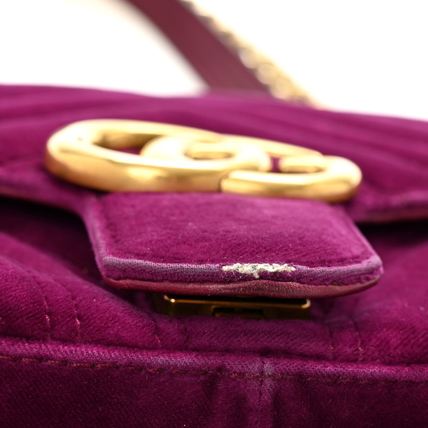 Velvet Matelasse Small GG Marmont Shoulder Bag Fuchsia Violet Cyclamen