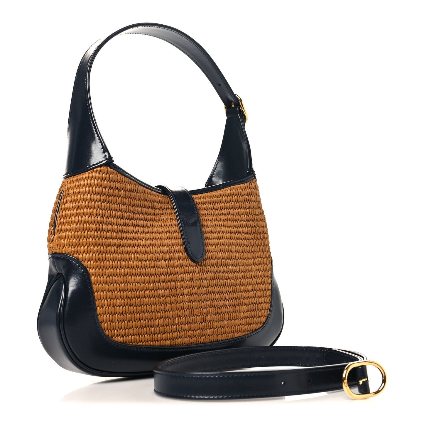 Straw Lux Boarded Dyana Lux Calfskin Small Jackie 1961 Hobo Dark Natural Blue
