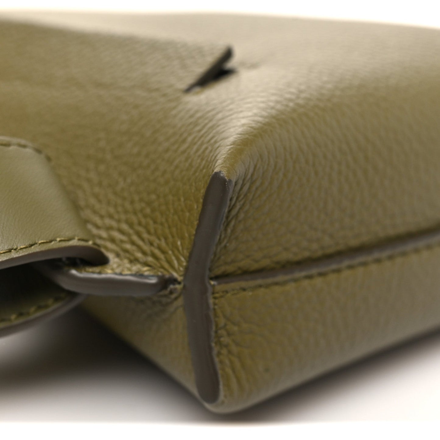 Soft Grained Calfskin Vertical T-Pocket Crossbody Bag Khaki Green