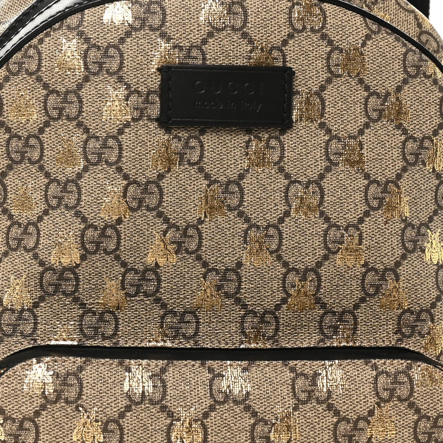 GG Supreme Monogram Bees Print Small Day Backpack Beige Oro Black