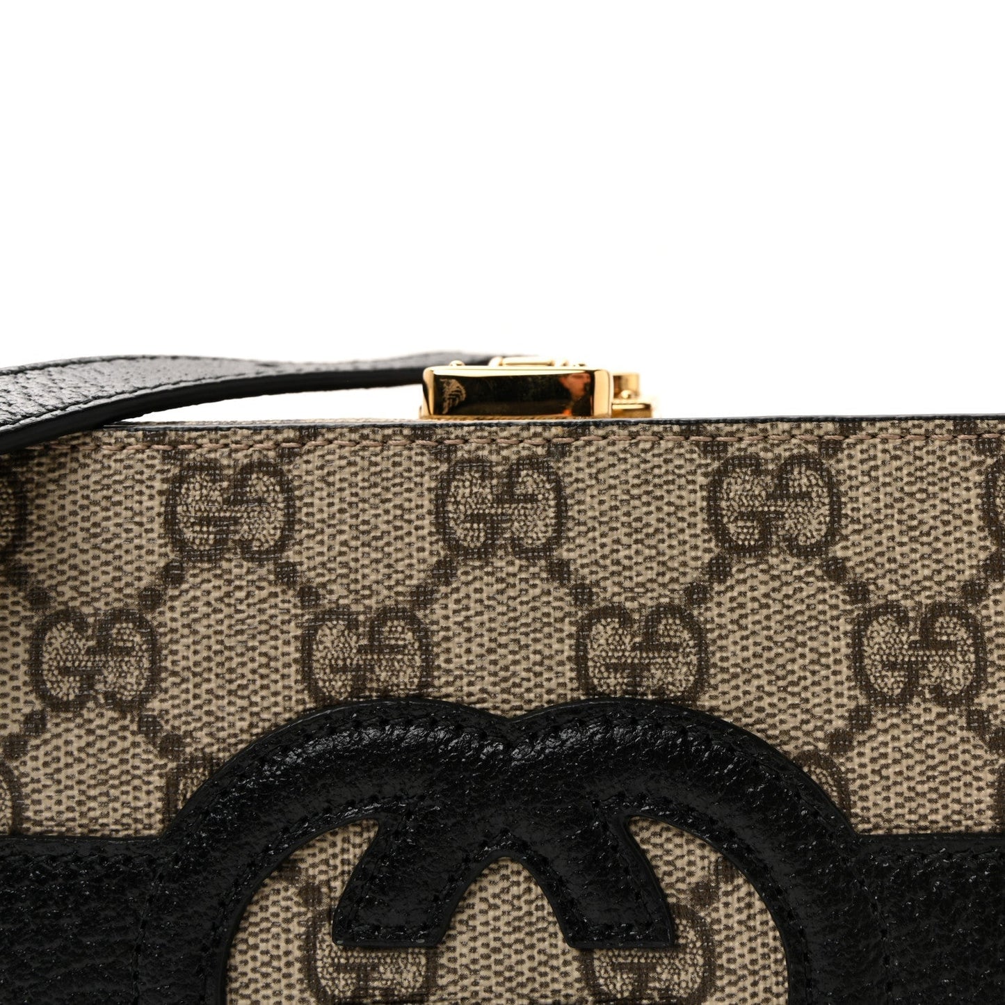 GG Supreme Monogram Textured Dollar Calfskin Mini New Basket Shoulder Bag Beige Ebony Black