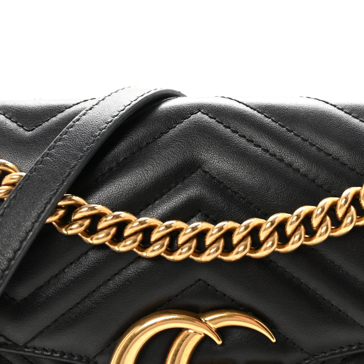Calfskin Matelasse Small GG Marmont Shoulder Bag Black