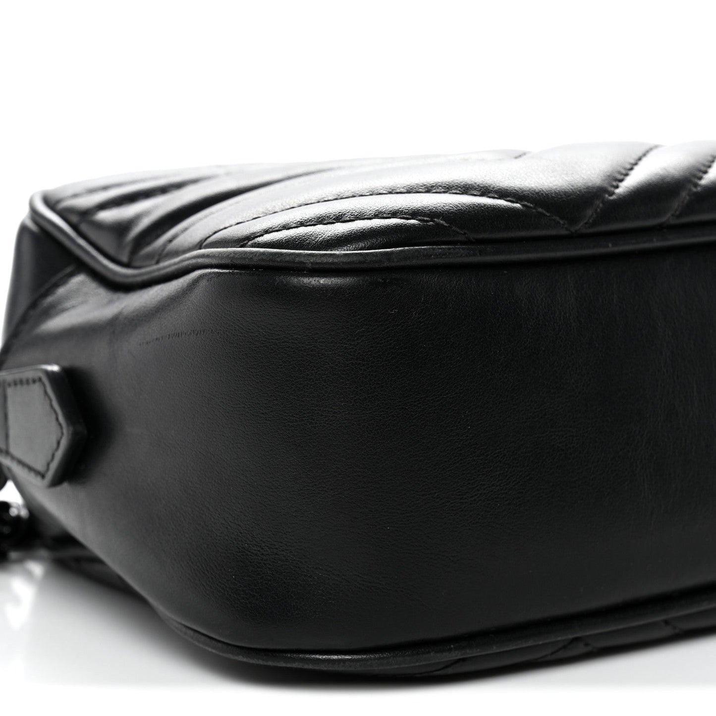 Calfskin Matelasse Monochrome Small GG Marmont Chain Shoulder Bag Black