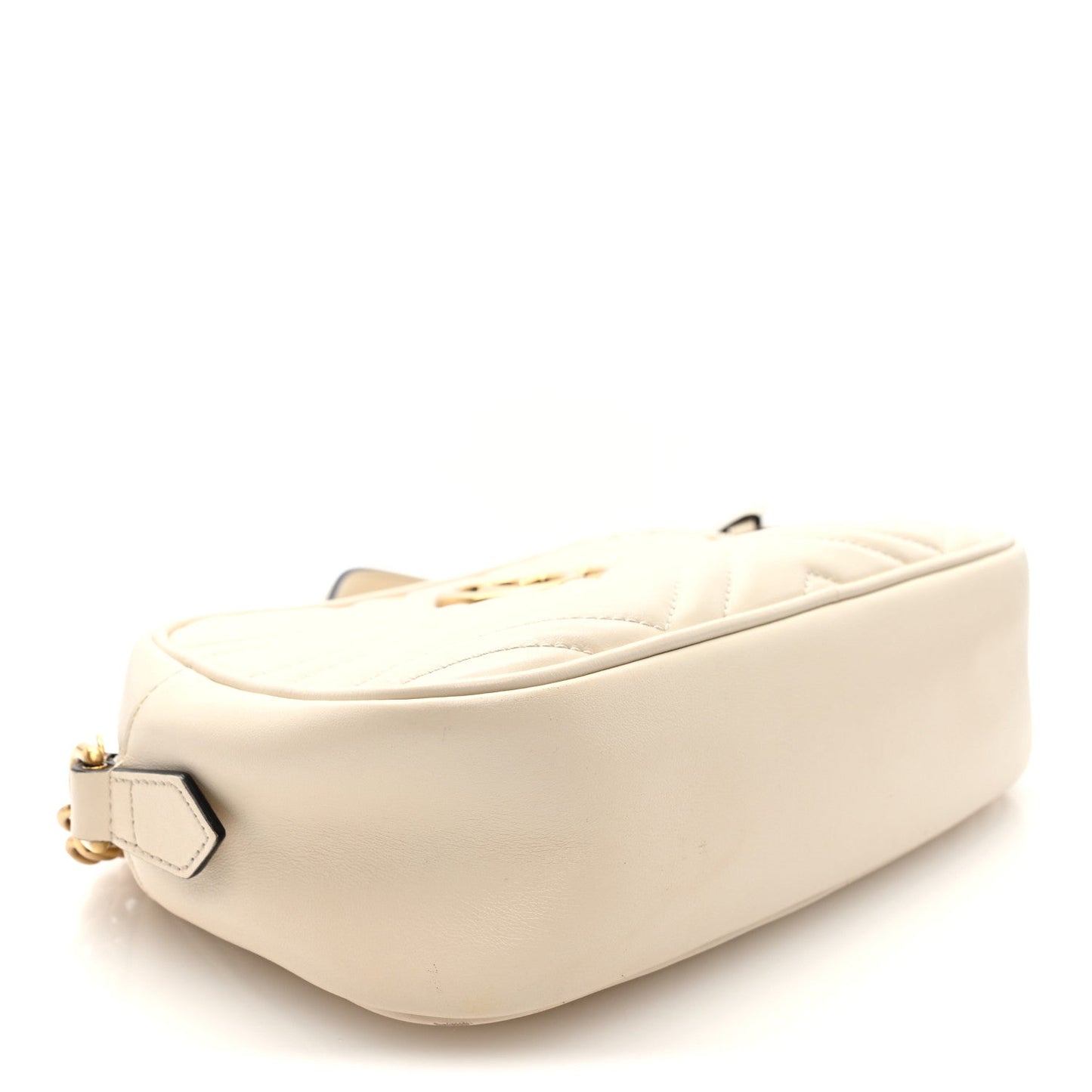 Calfskin Matelasse Small GG Marmont Chain Shoulder Bag White