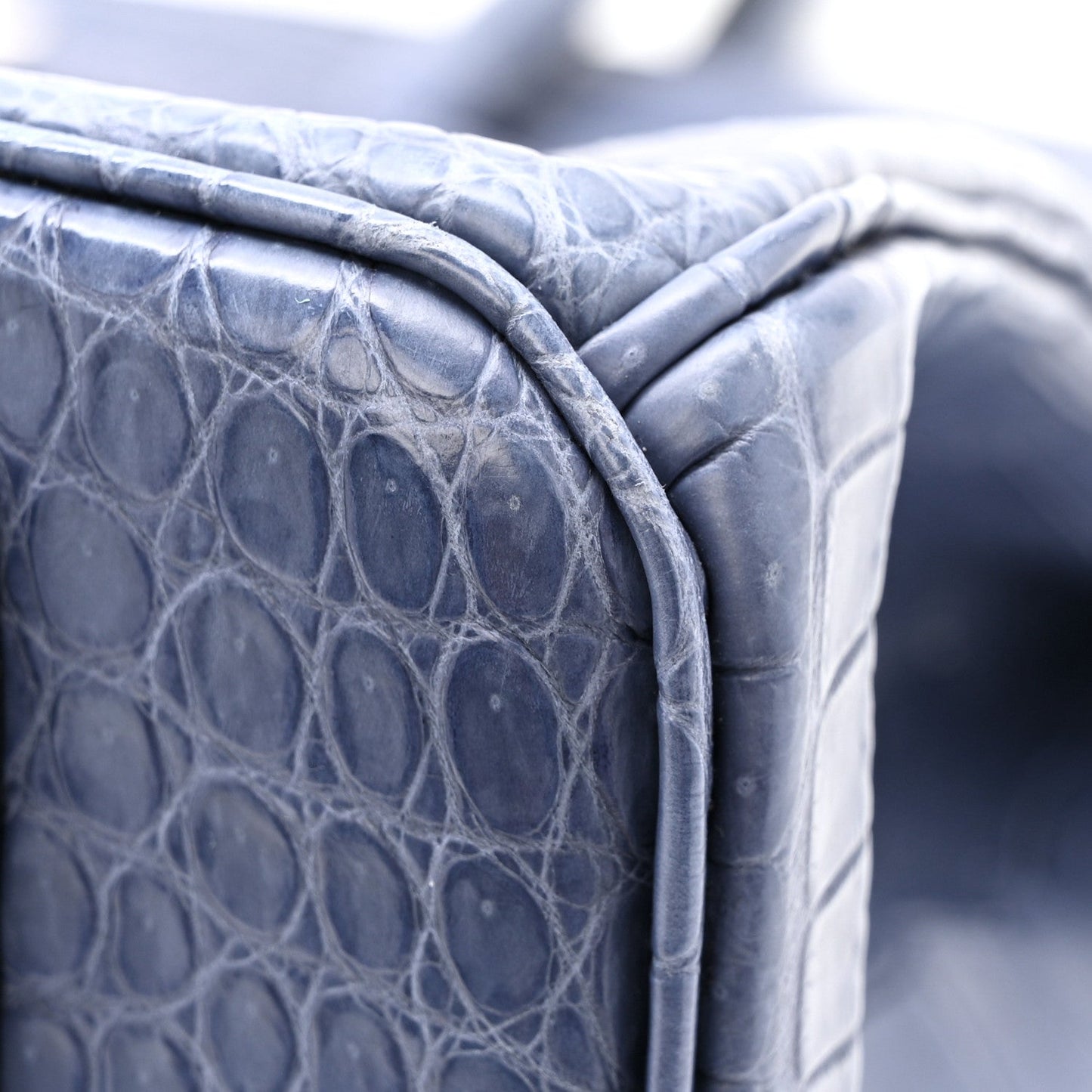 Matte Porosus Crocodile 18K White Gold Diamond Birkin 35 Bleu Brighton